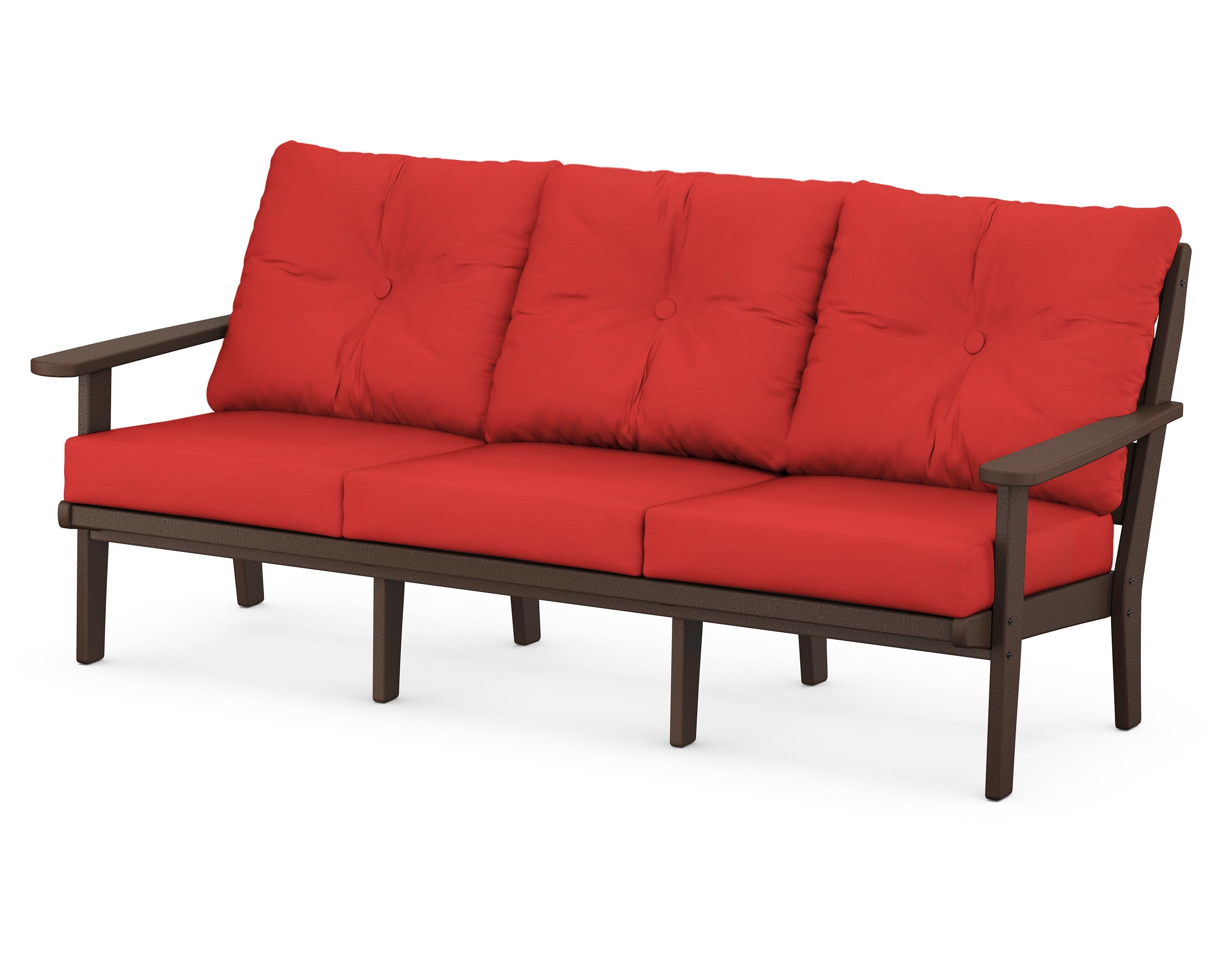 Lakeside Deep Seating Sofa in Mahogany / Crimson Linen