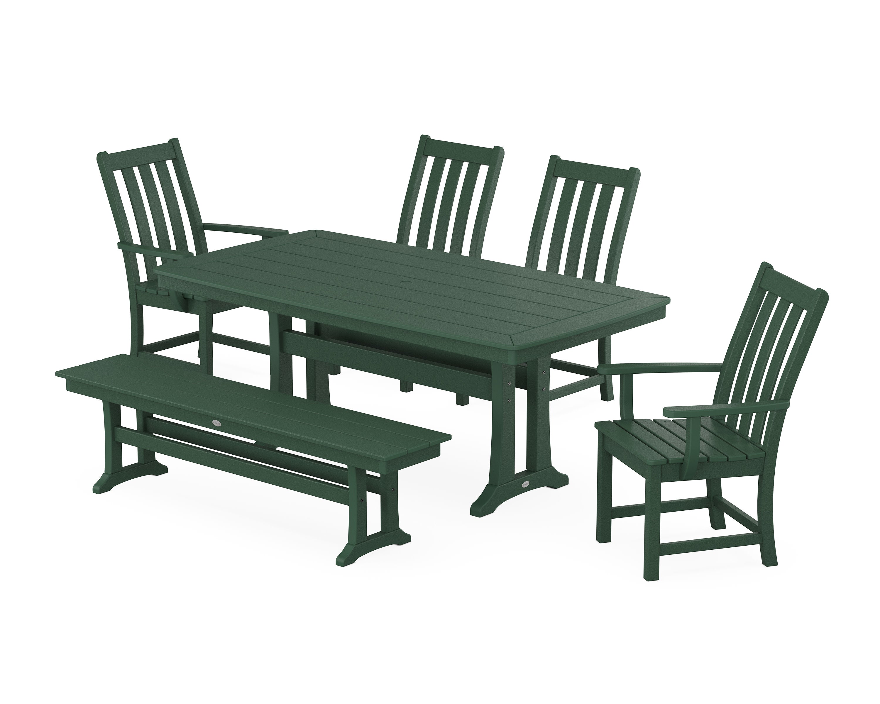 Vineyard 6-Piece Dining Set with Trestle Legs in Green