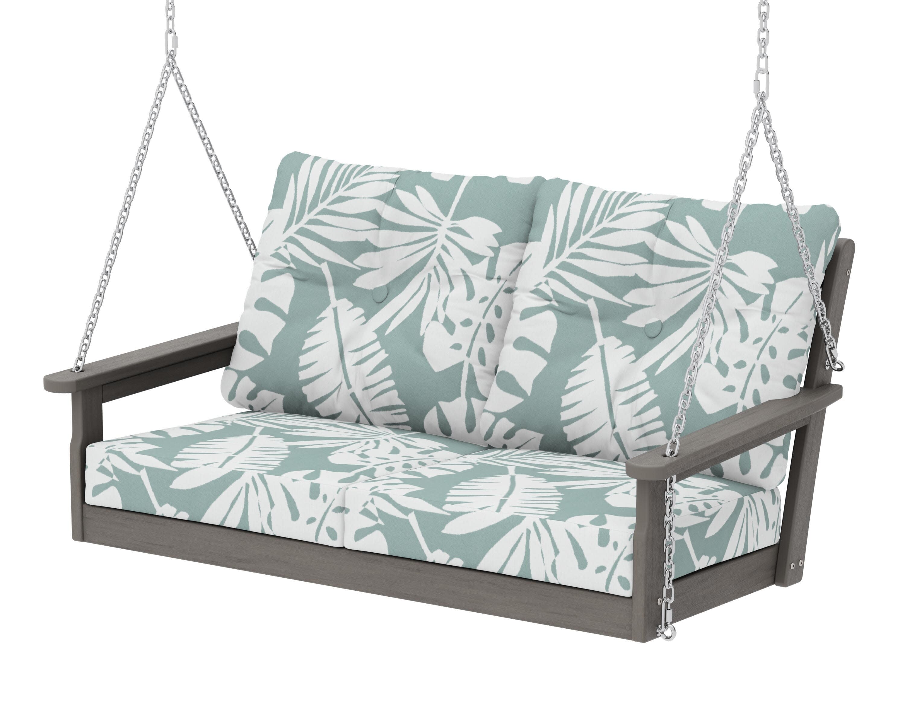 Vineyard Deep Seating Swing in Driftwood / Leaf Glacier Spa