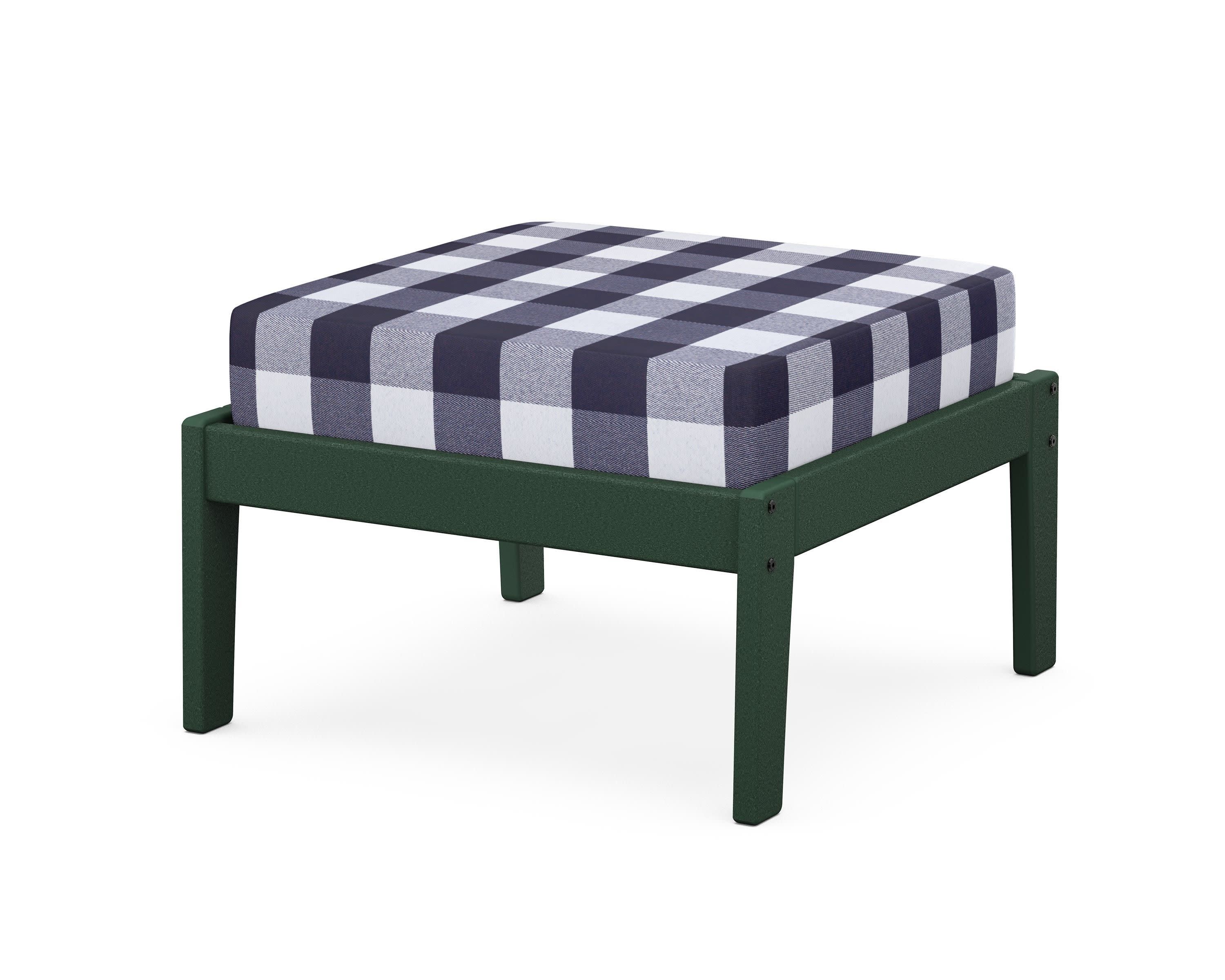 Deep Seating Ottoman in Green / Buffalo Plaid Navy