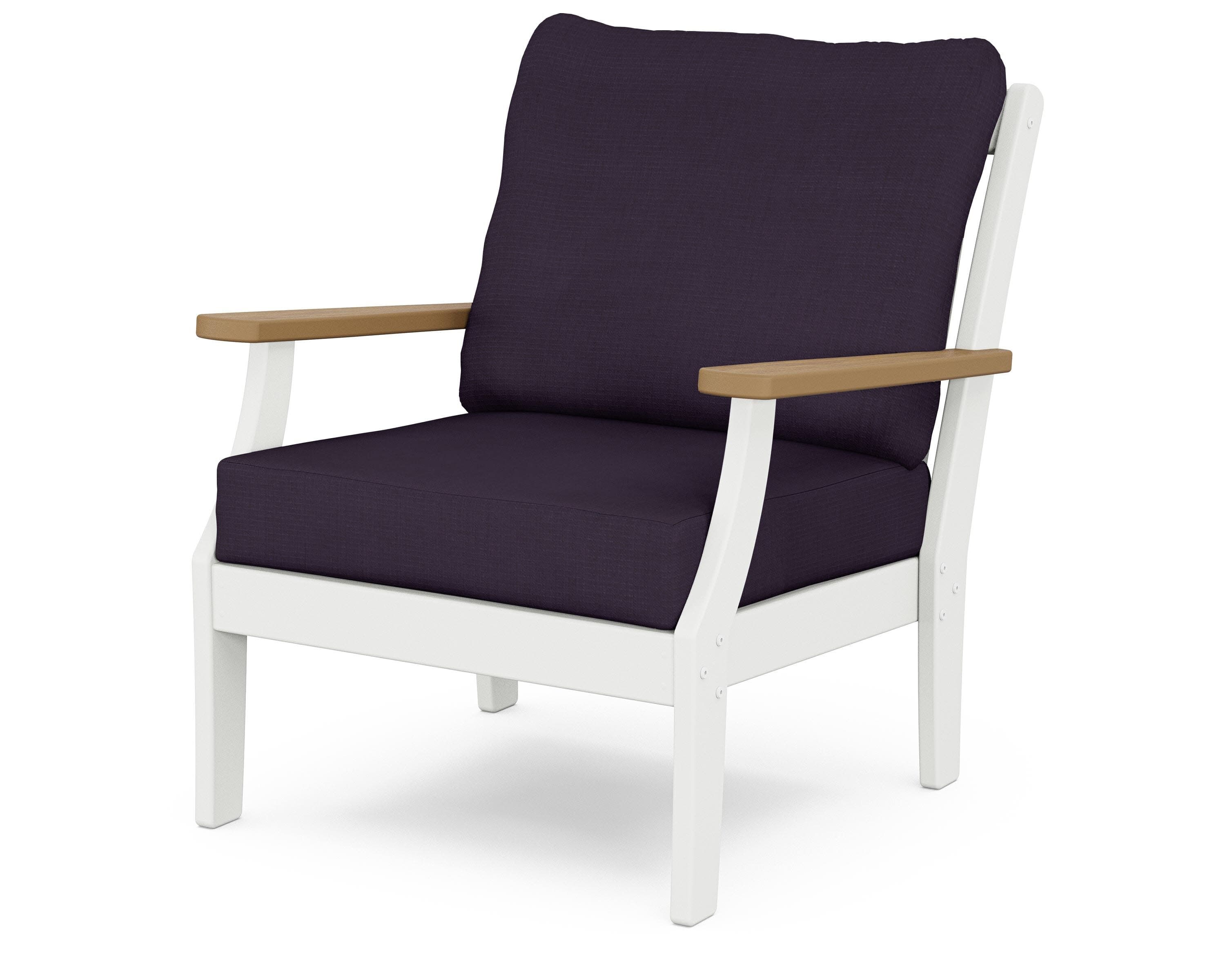 Braxton Deep Seating Chair in White / Natural / Navy Linen
