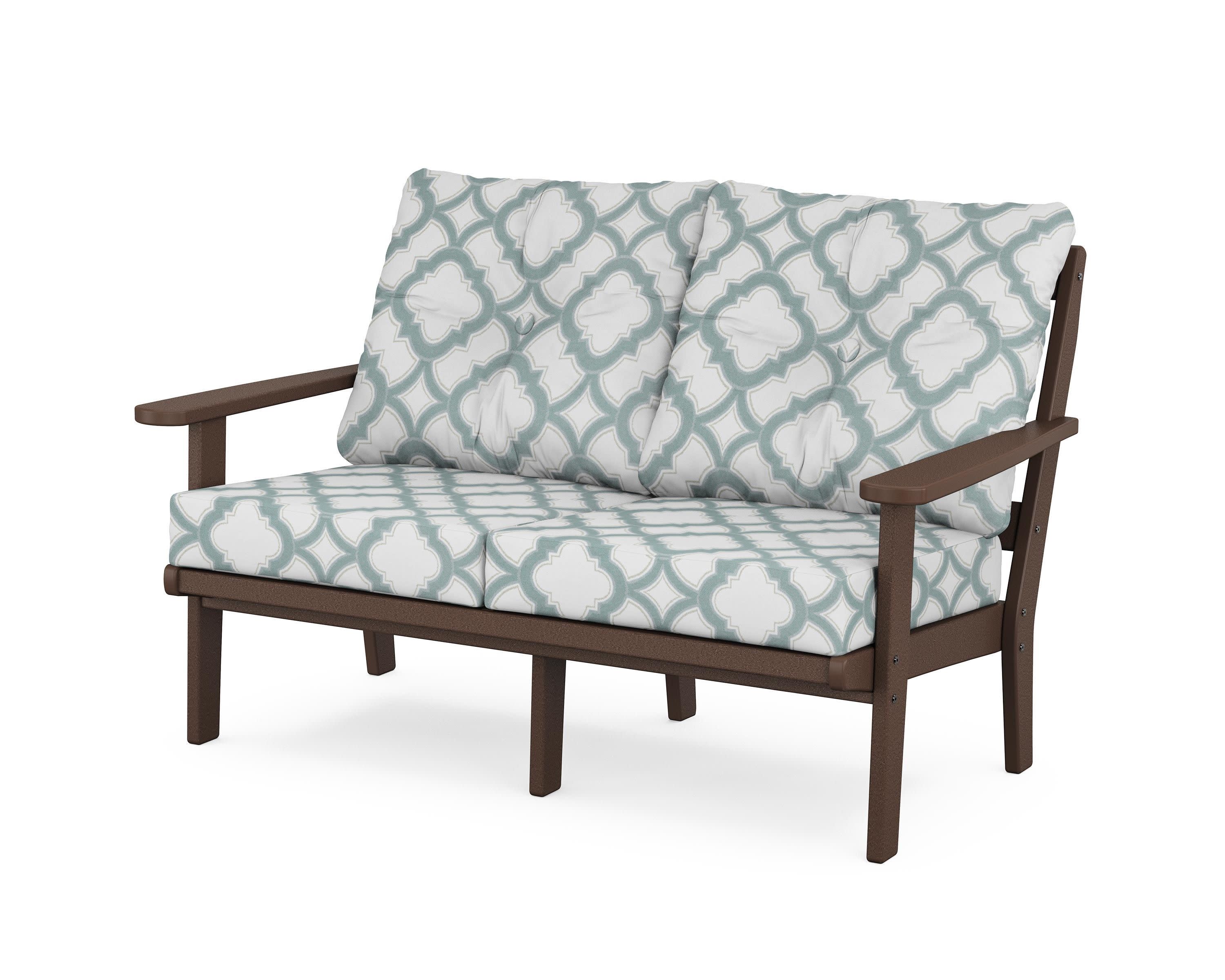Mission Deep SeatingLoveseat in Mahogany / Trellis Glacier Spa