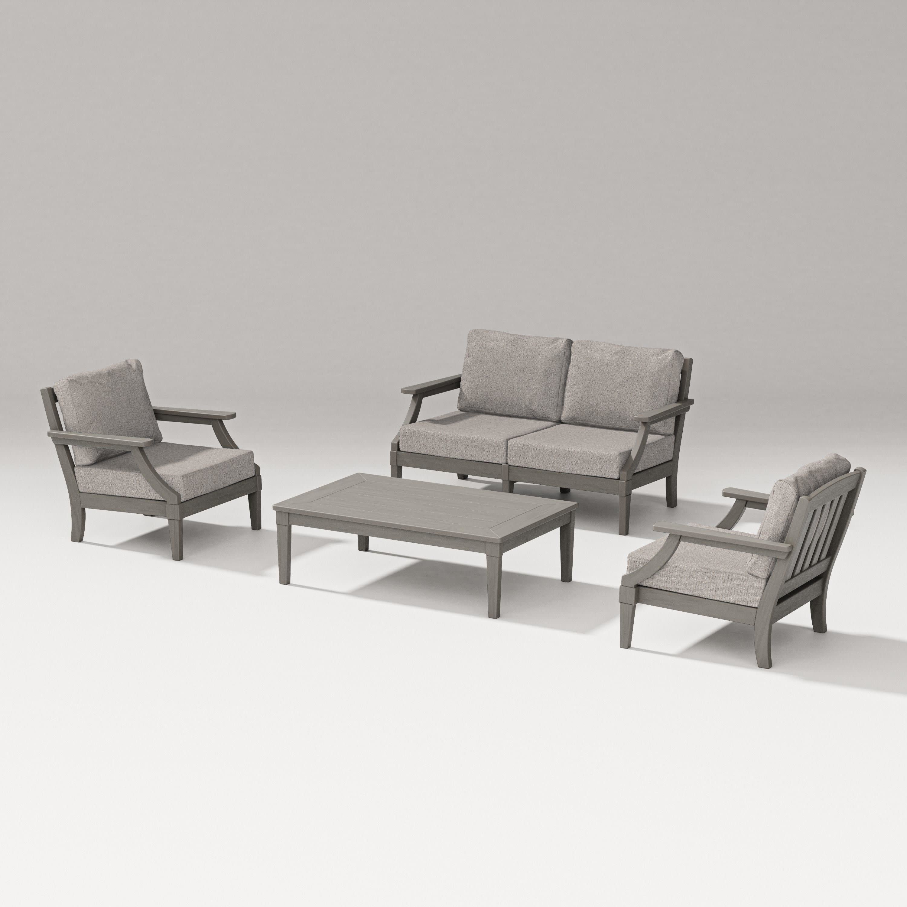Estate Lounge 4-Piece Loveseat Set in Driftwood / Weathered Tweed