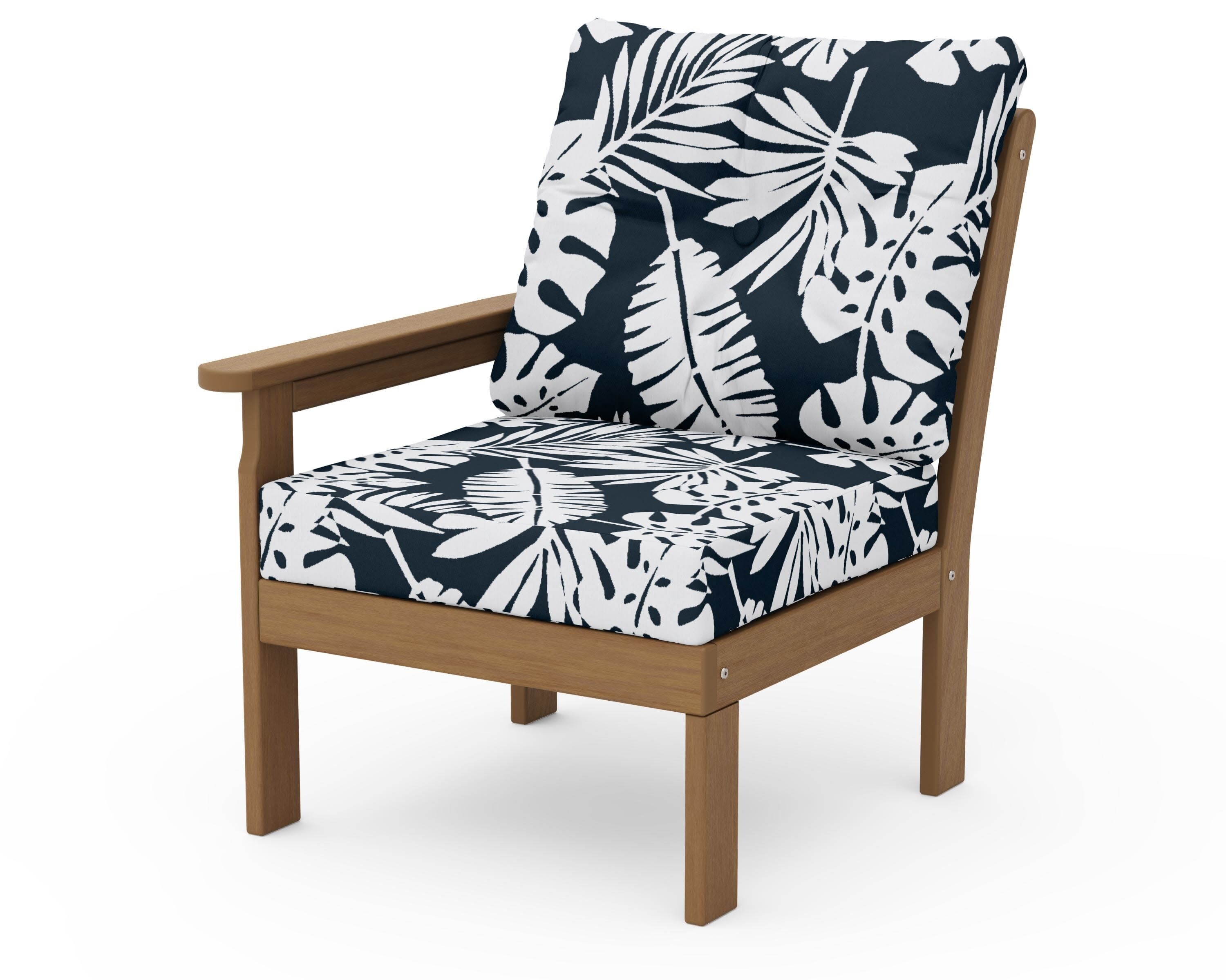 Vineyard Modular Left Arm Chair in Natural / Leaf Marine Indigo