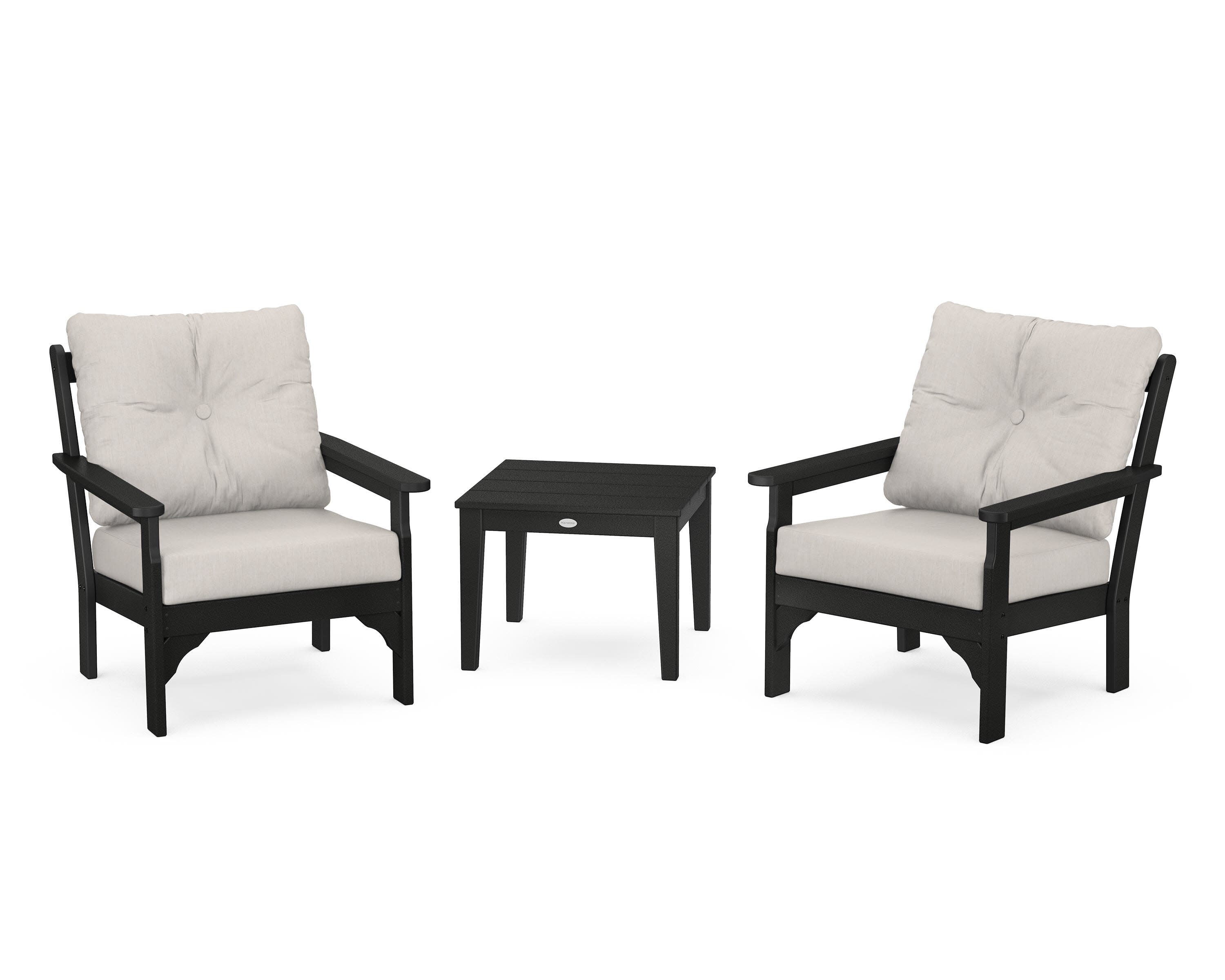 Vineyard 3-Piece Deep Seating Set in Black / Cast Ash