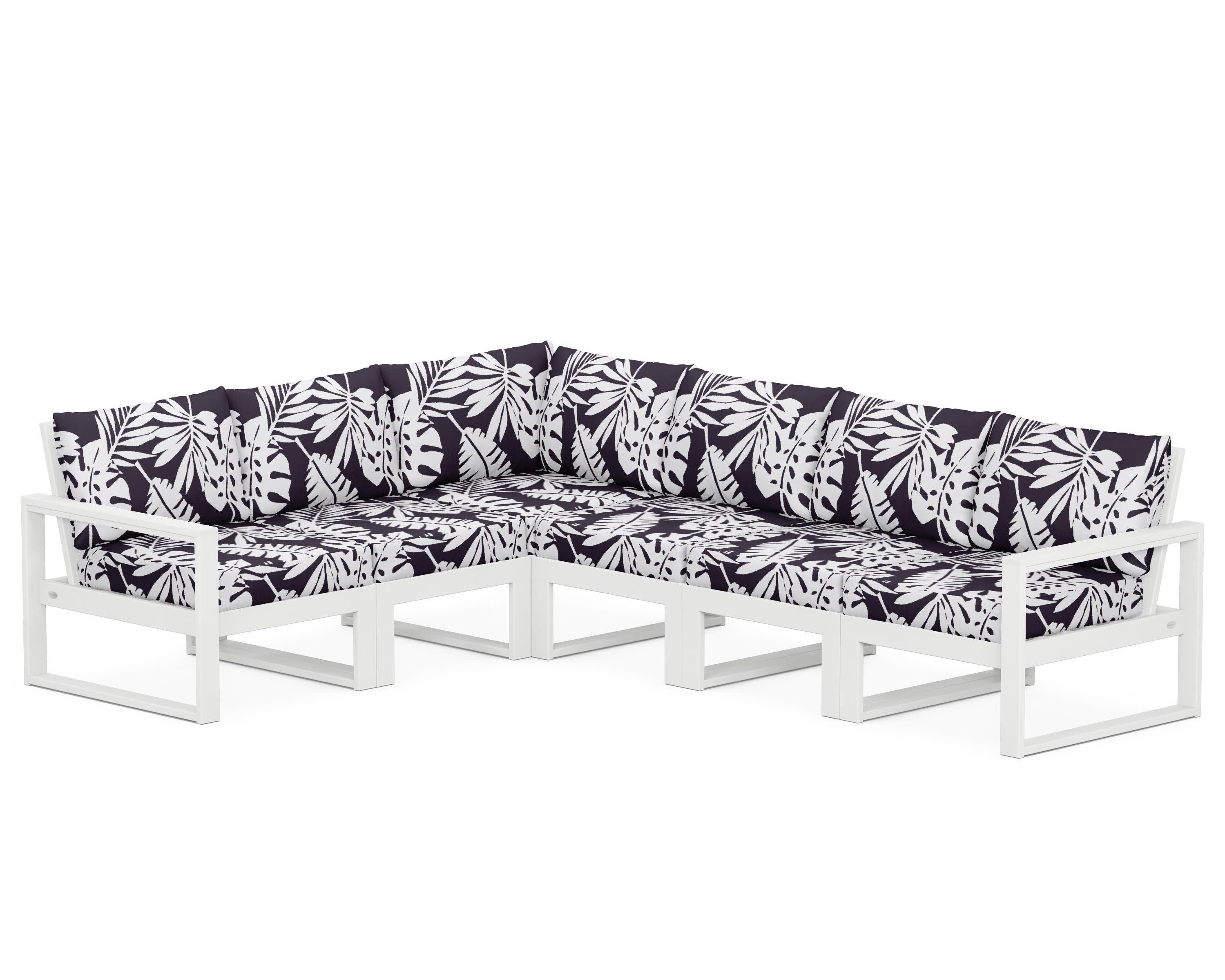 EDGE 6-Piece Modular Deep Seating Set in White / Leaf Navy