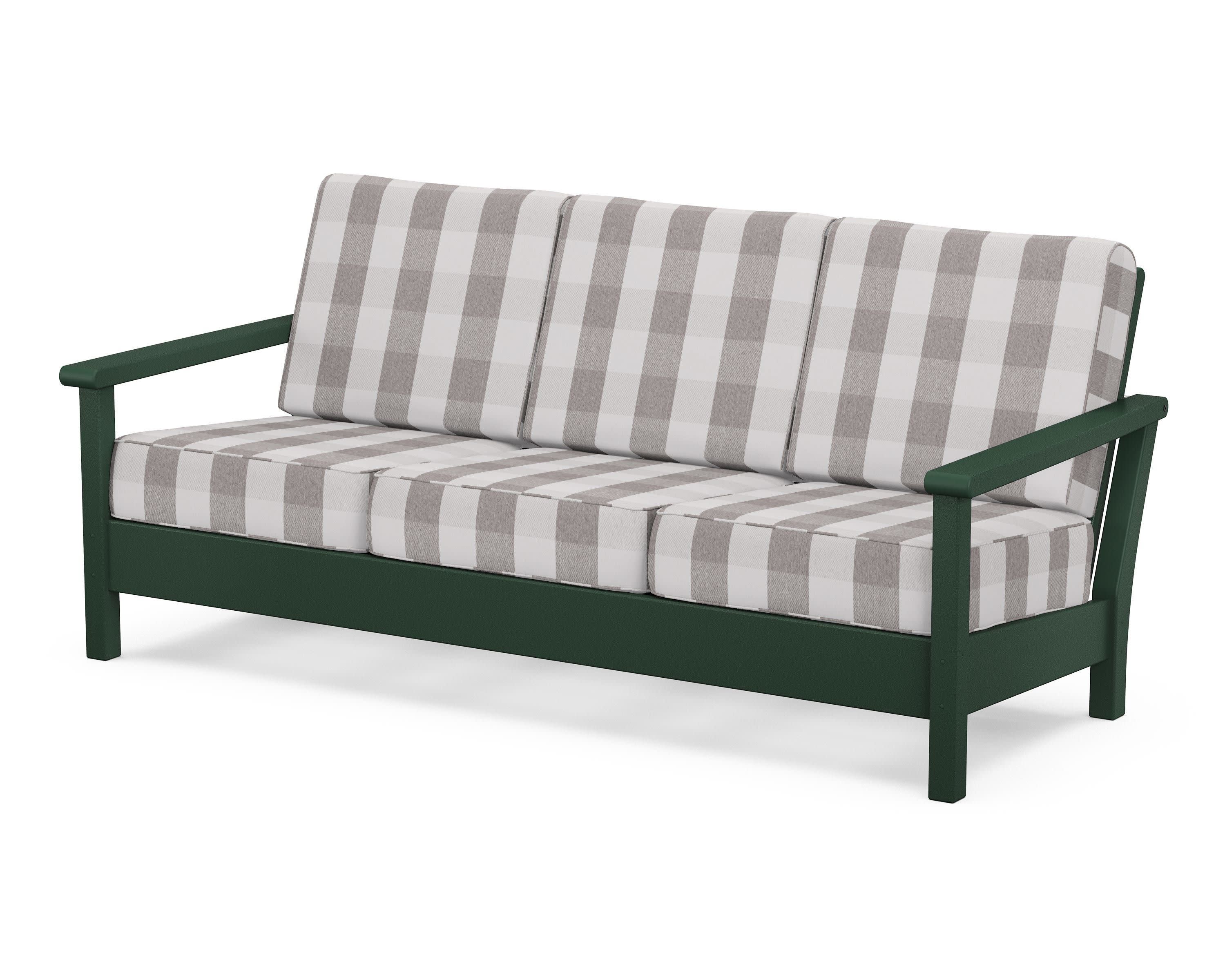 Harbour Deep Seating Sofa in Green / Buffalo Plaid Grey Mist