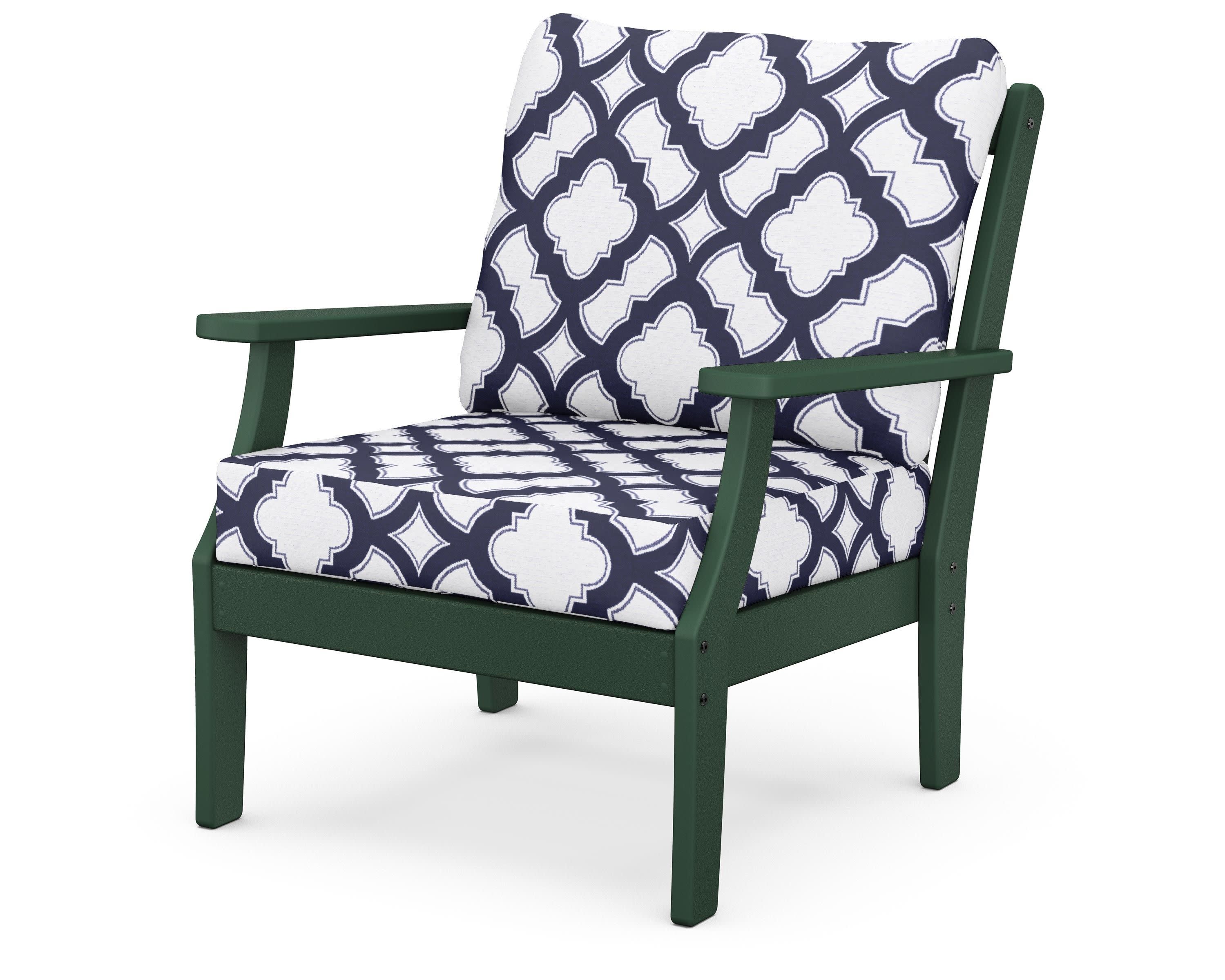 Braxton Deep Seating Chair in Green / Trellis Navy
