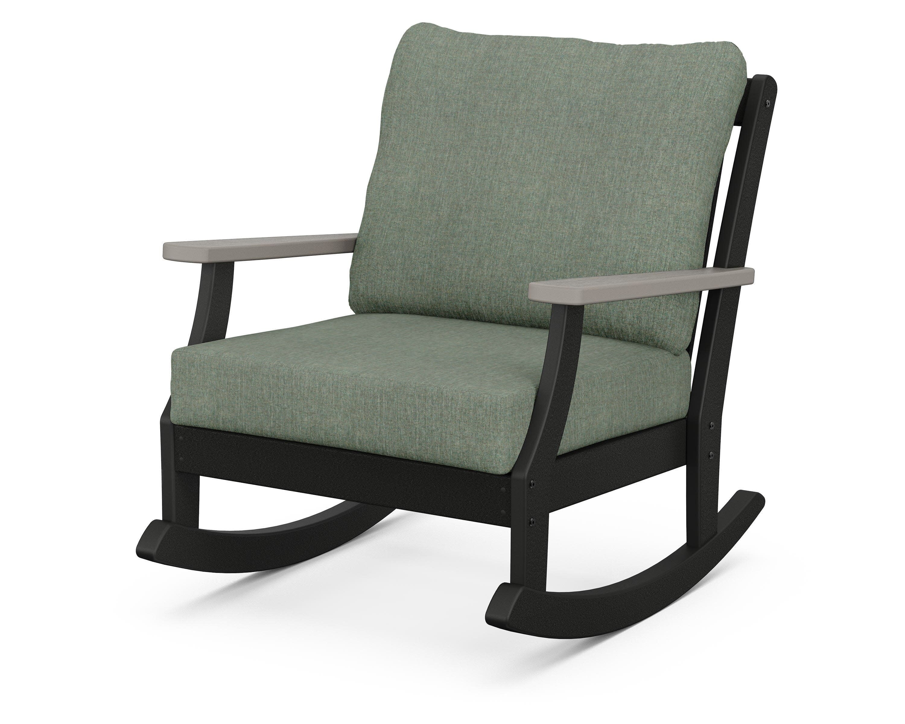 Braxton Deep Seating Rocking Chair in Black / Driftwood / Cast Sage