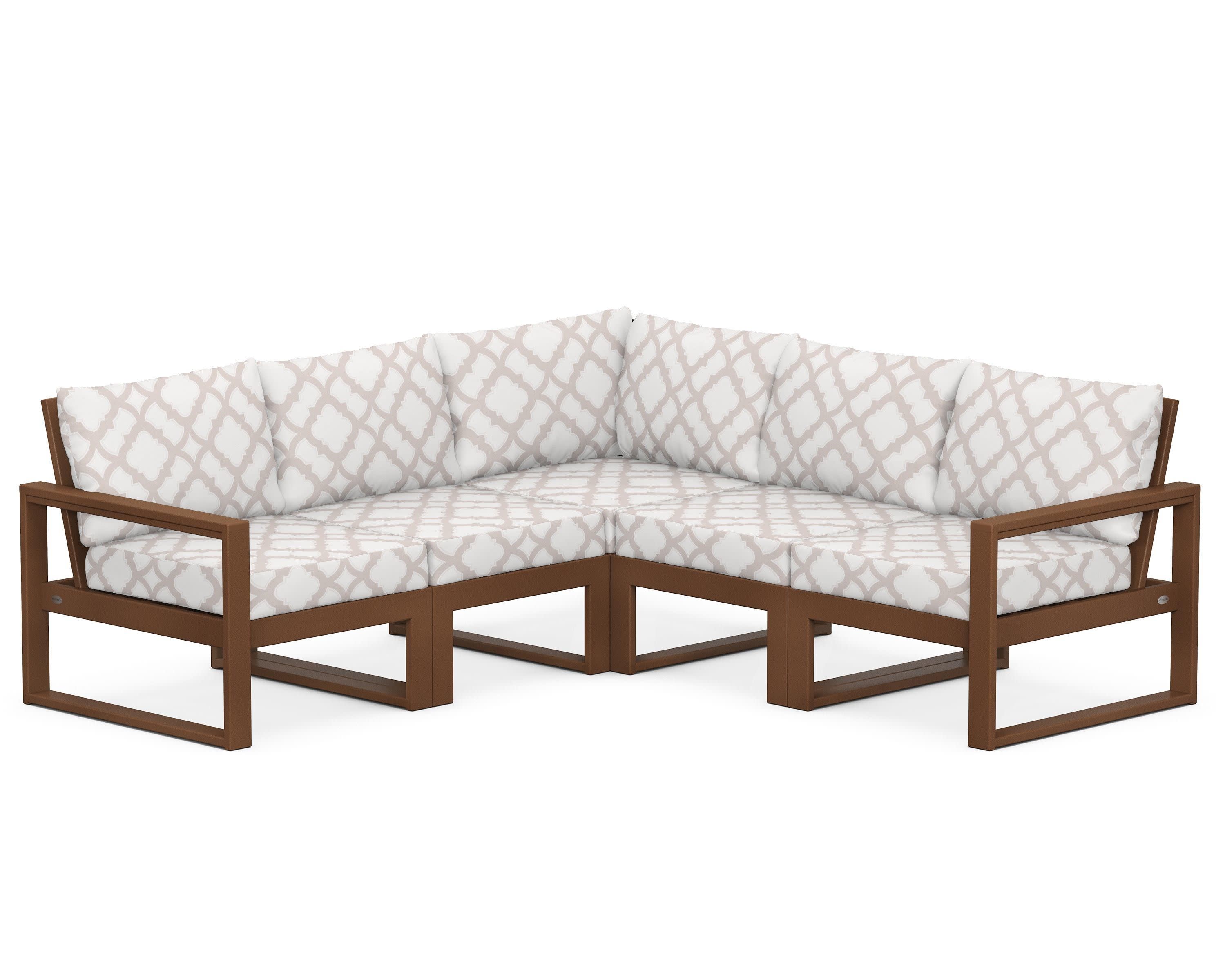 EDGE 5-Piece Modular Deep Seating Set in Teak / Trellis Dune Burlap