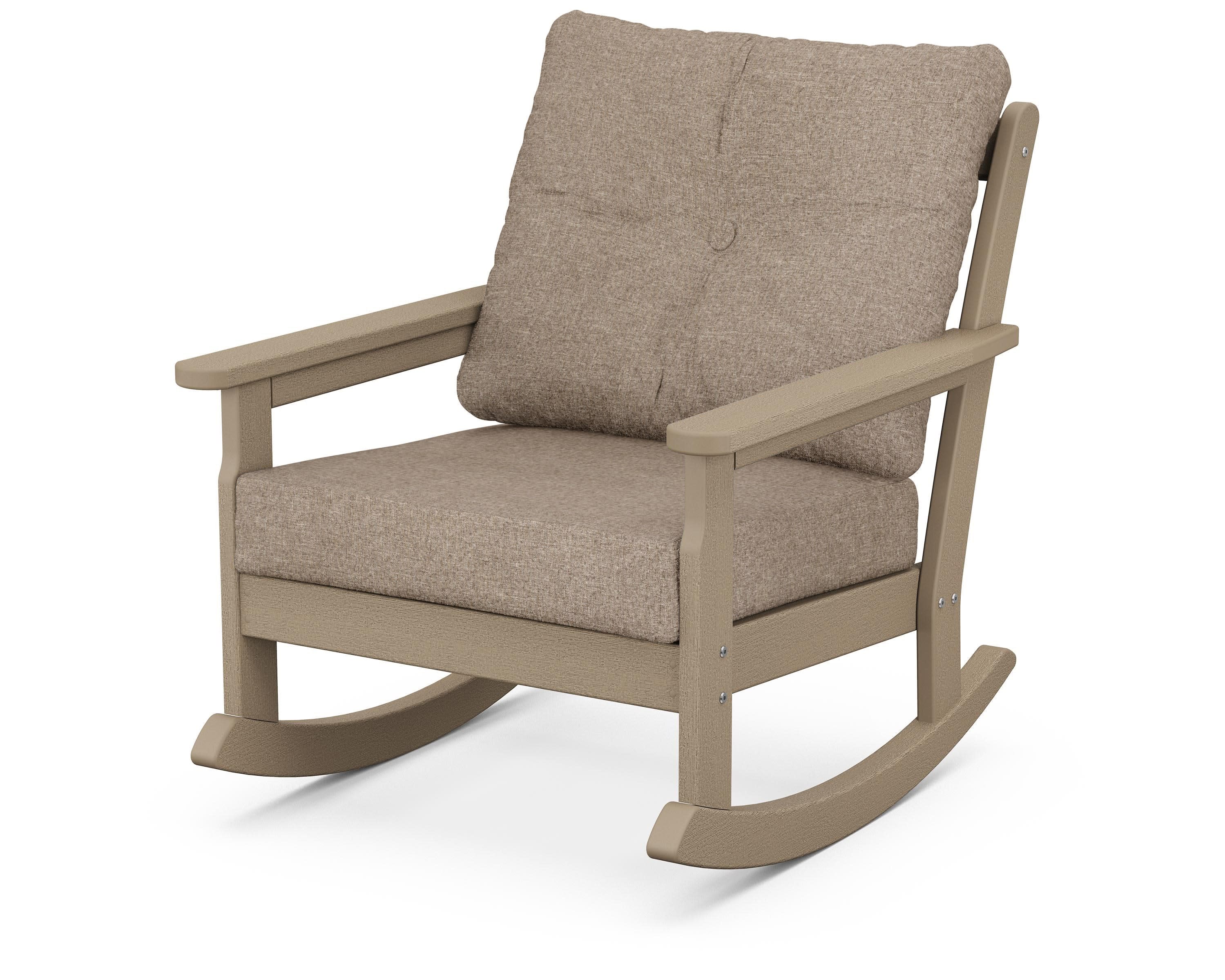 Vineyard Deep Seating Rocking Chair in Vintage Sahara / Spiced Burlap