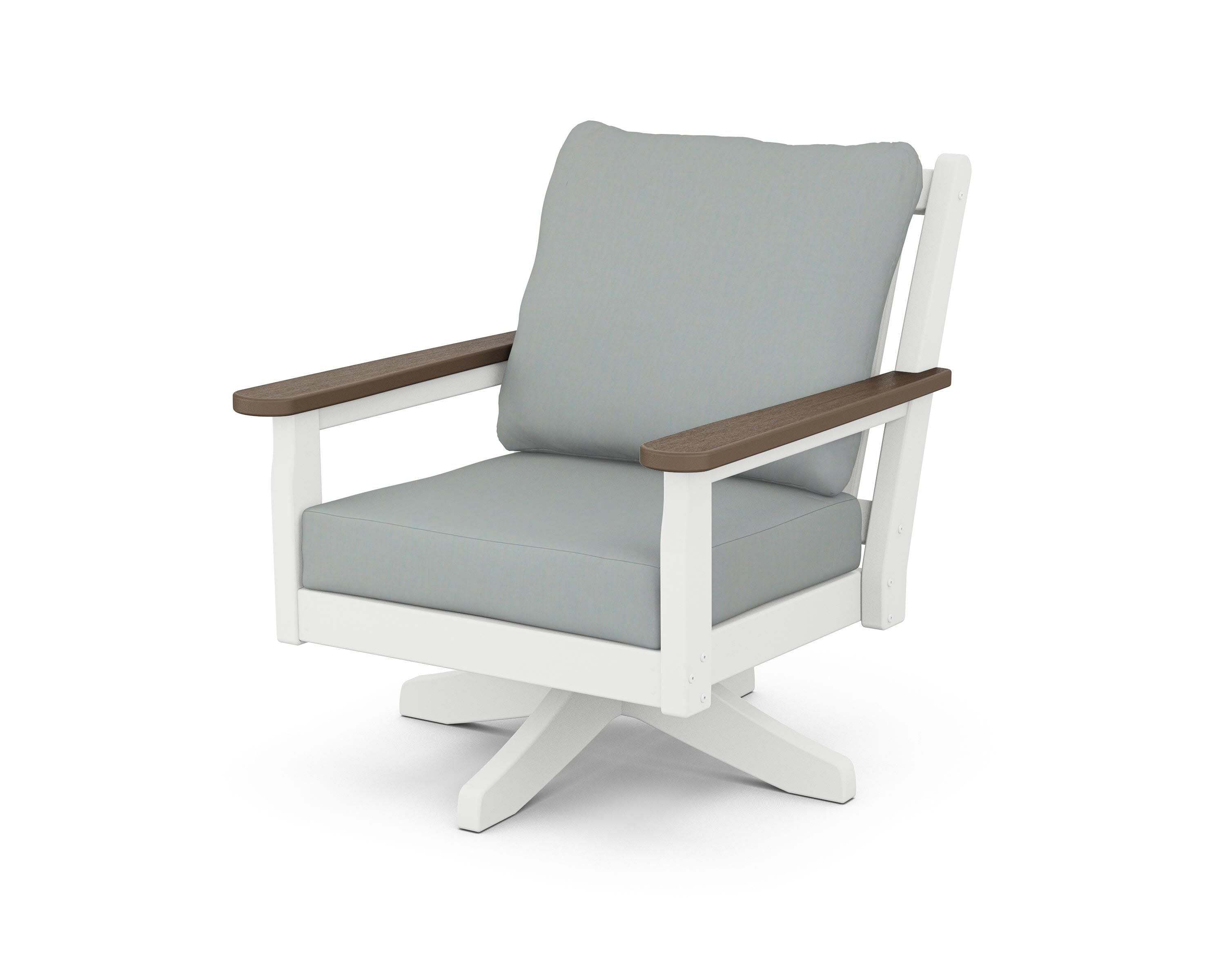 Chippendale Deep Seating Swivel Chair in White / Kona / Spa