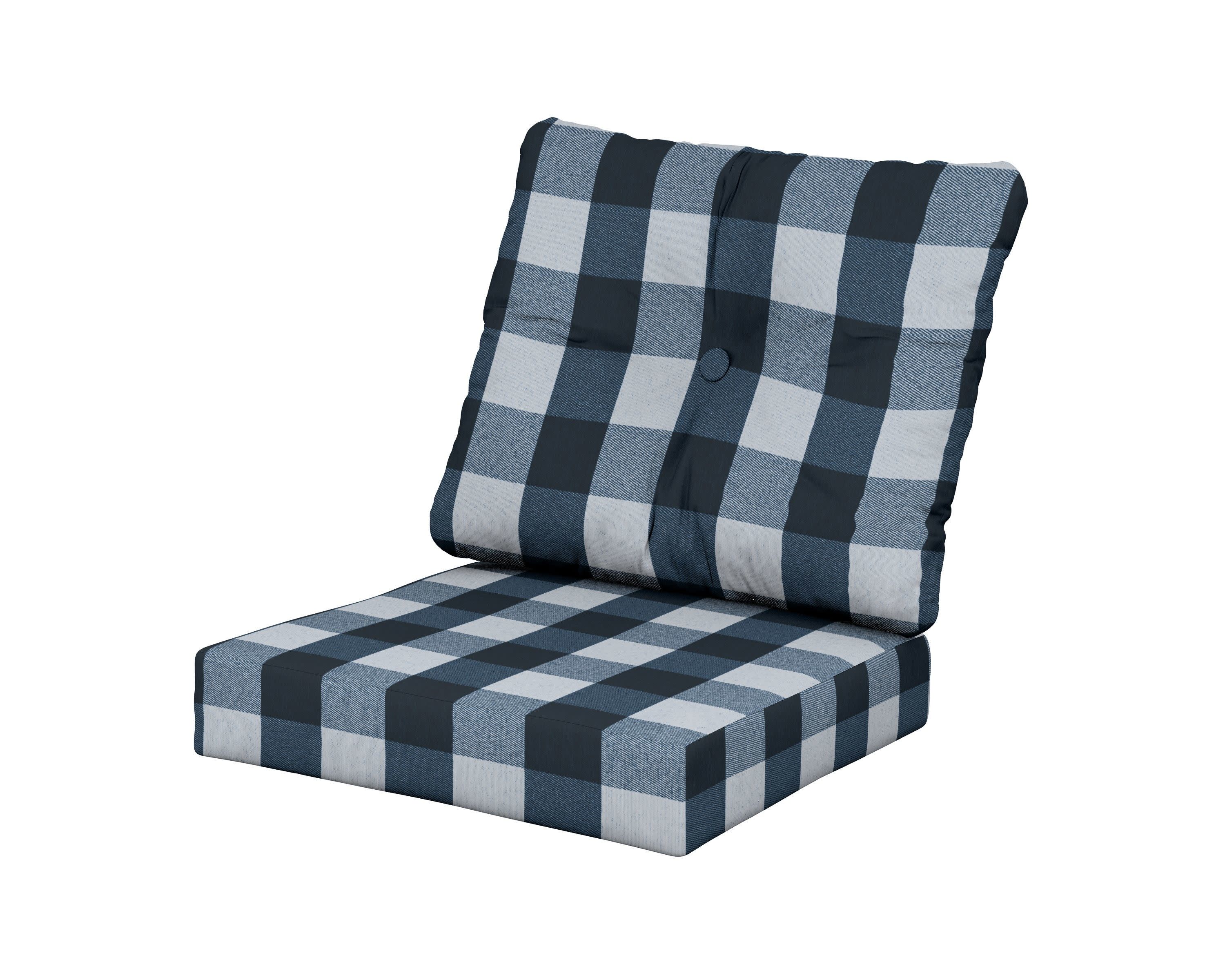 Prescott Seat/Back Cushions in Buffalo Plaid Marine Indigo