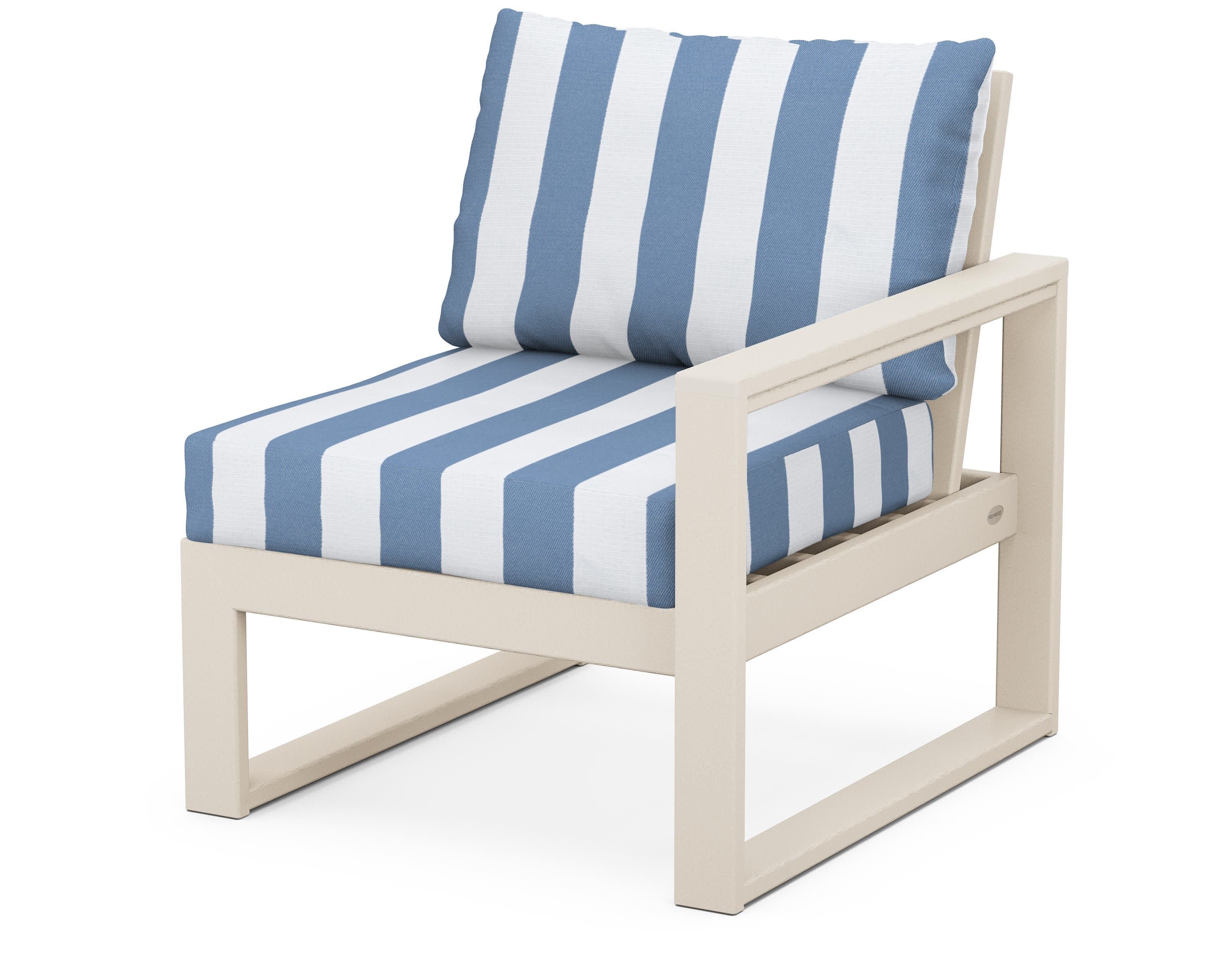 EDGE Modular Right Arm Chair in Sand / Cabana Stripe Sky Blue