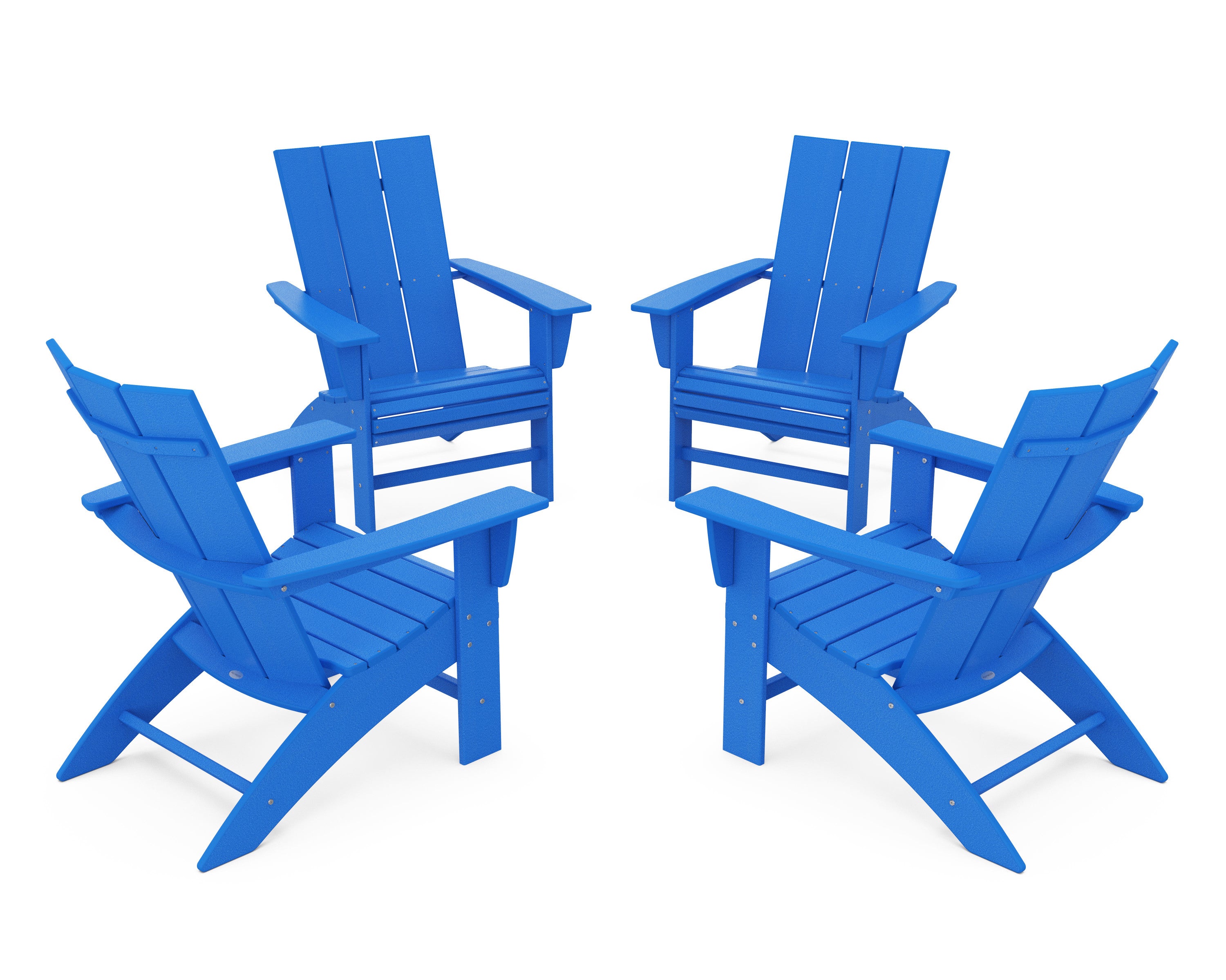 4-Piece Modern Curveback Adirondack Conversation Set in Pacific Blue