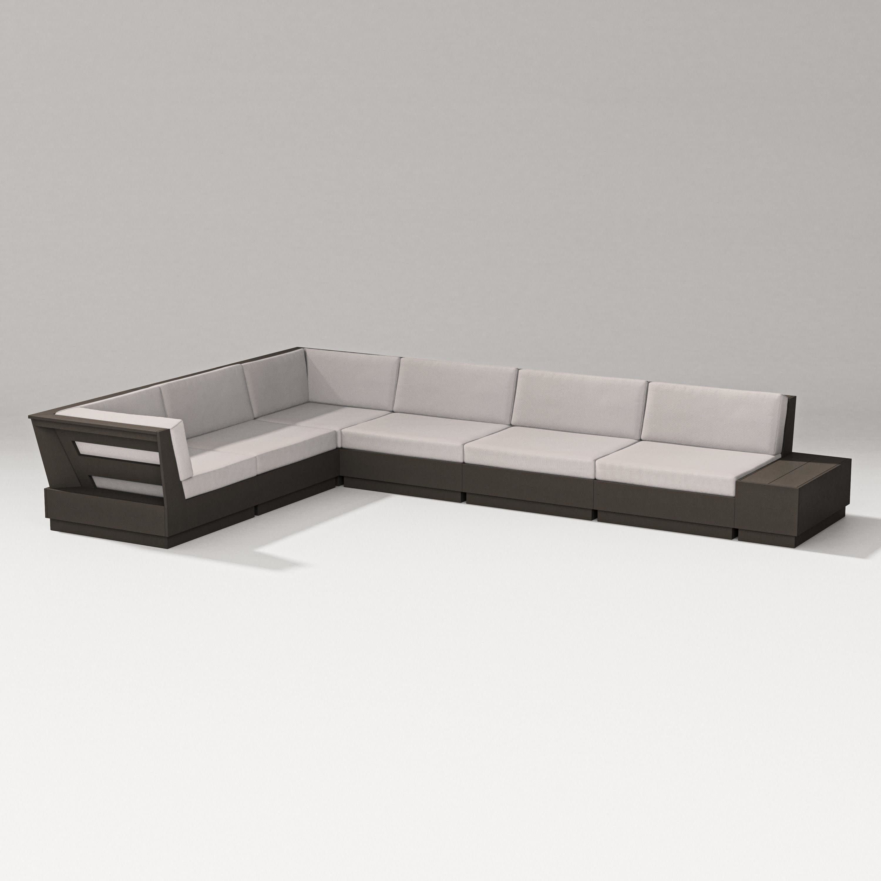 Elevate 7-Piece Corner Sectional in Vintage Coffee / Dune Burlap