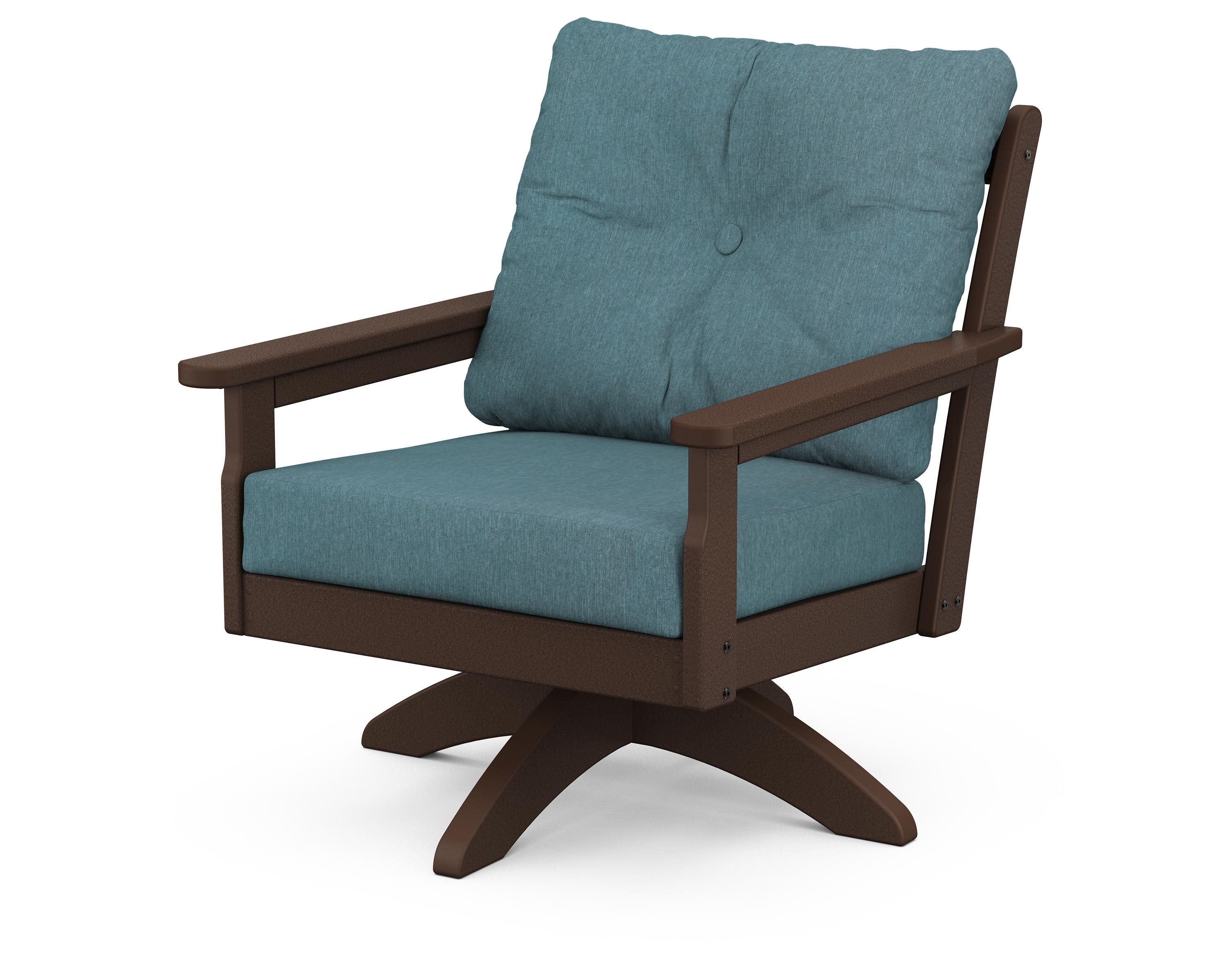 Vineyard Deep Seating Swivel Chair in Mahogany / Ocean Teal