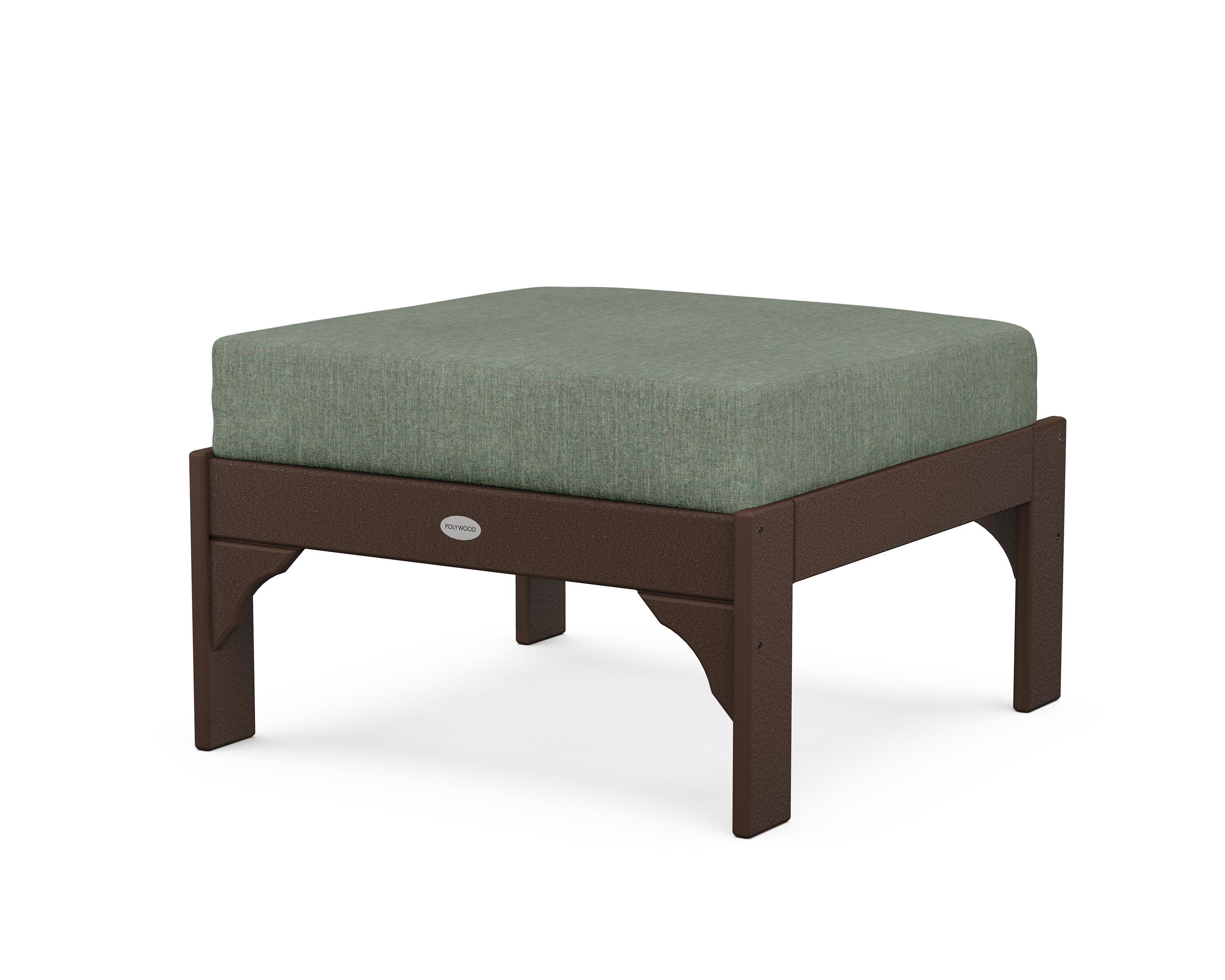 Vineyard Deep Seating Ottoman in Mahogany / Cast Sage