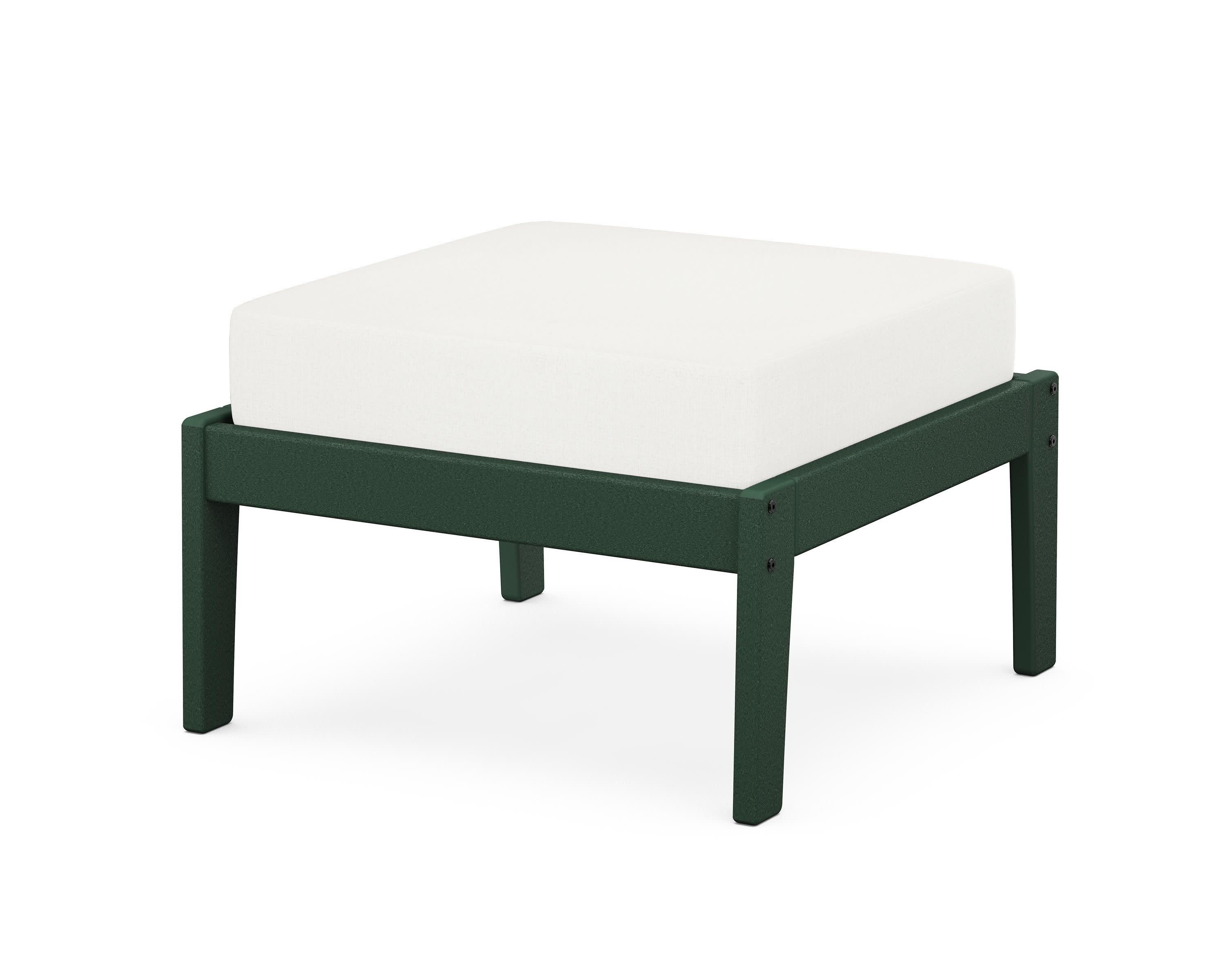 Deep Seating Ottoman in Green / Natural Linen