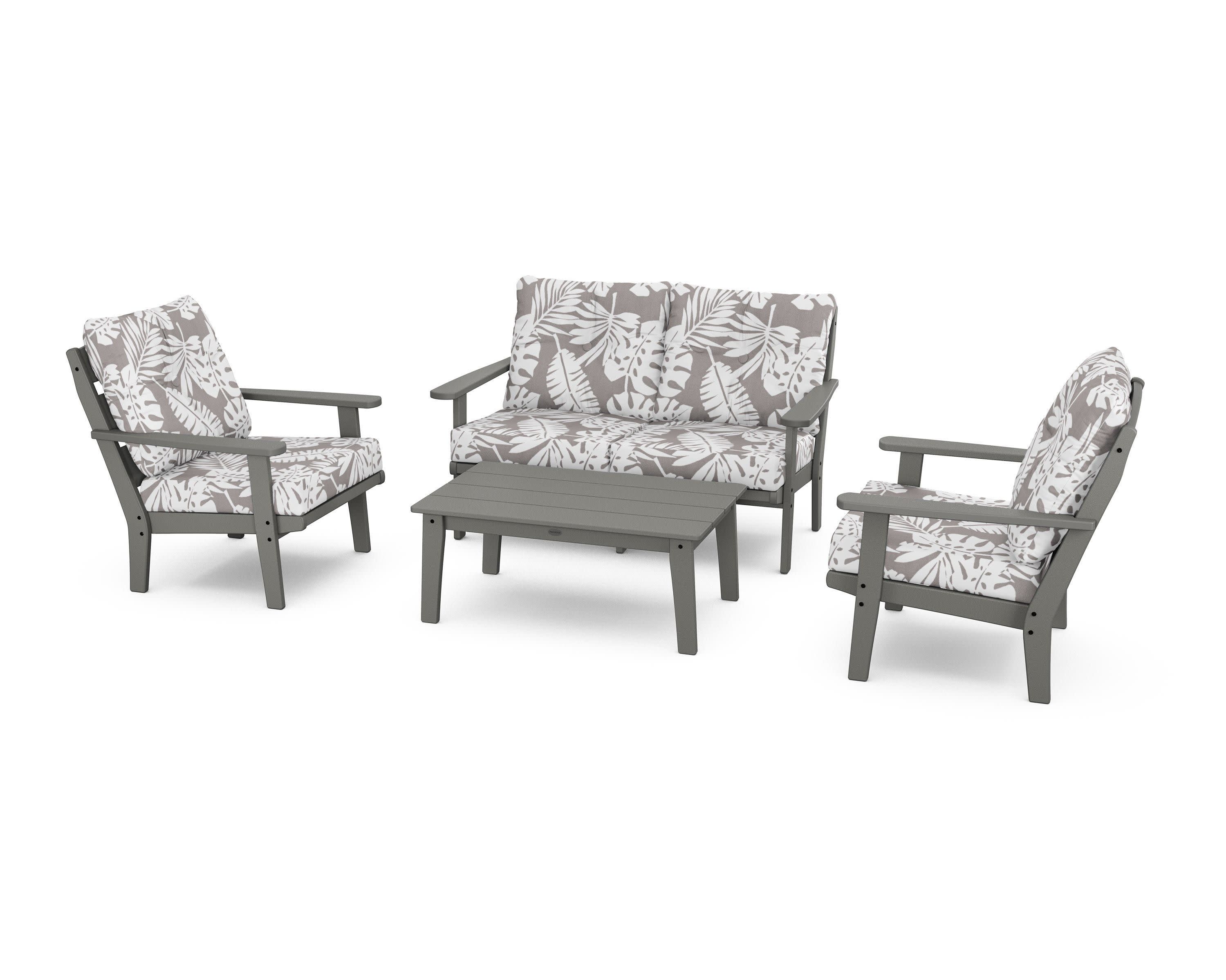 Lakeside 4-Piece Deep Seating Set in Slate Grey / Leaf Grey Mist