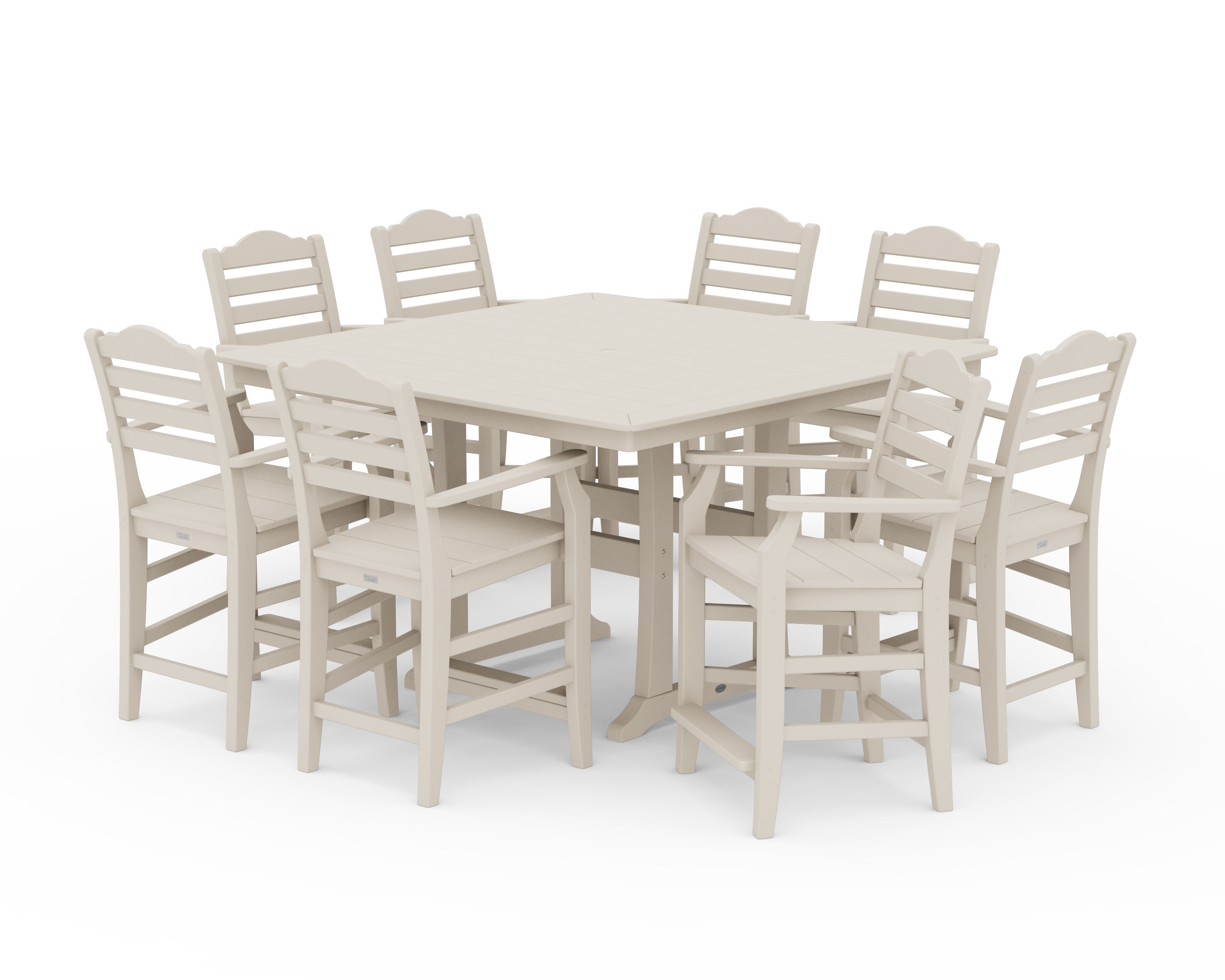Savannah 9-Piece Square Counter Set with Trestle Legs in Sand