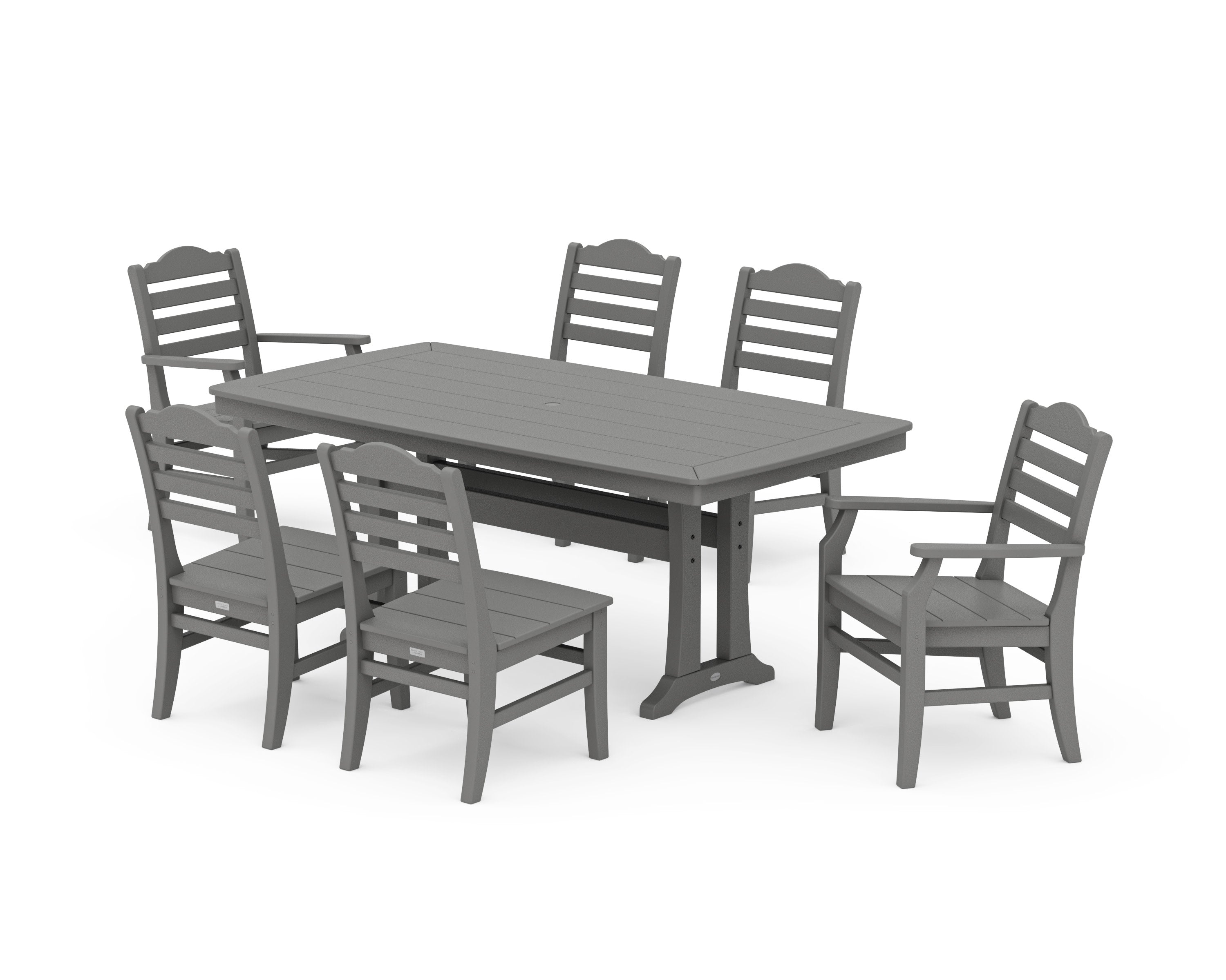 Savannah 7-Piece Dining Set with Trestle Legs in Slate Grey