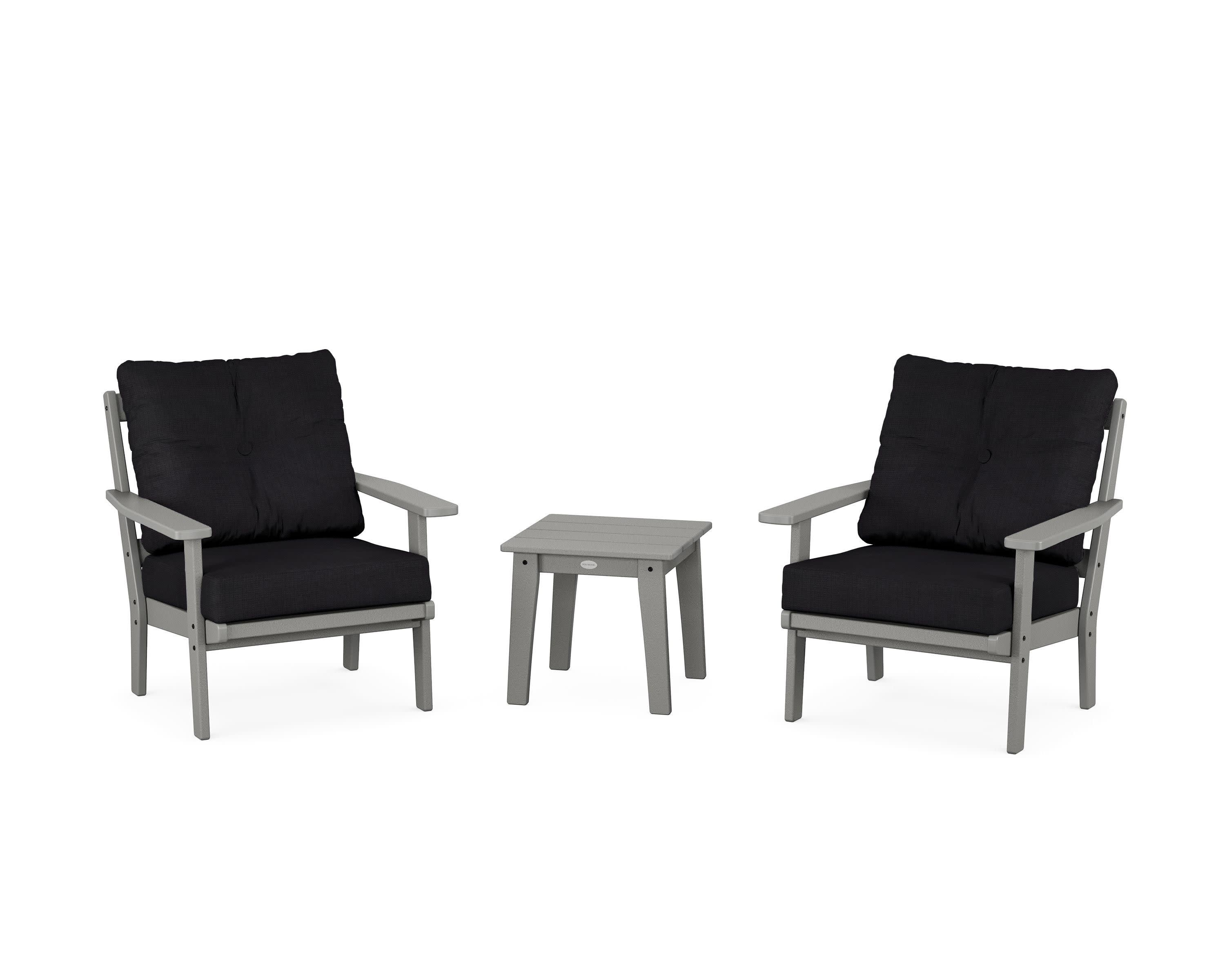 Oxford 3-Piece Deep Seating Set in Slate Grey / Midnight Linen