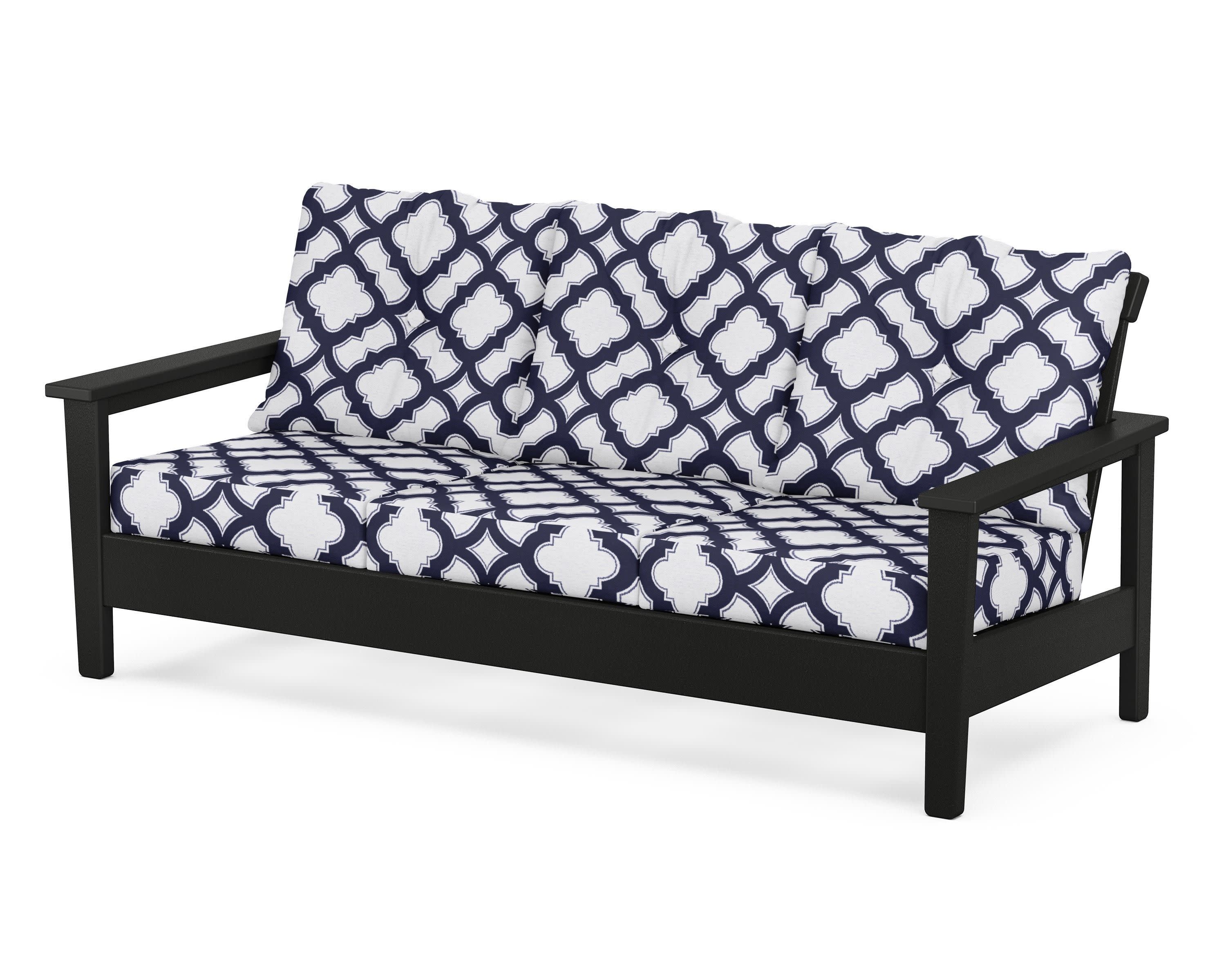 Prescott Deep Seating Sofa in Black / Trellis Navy