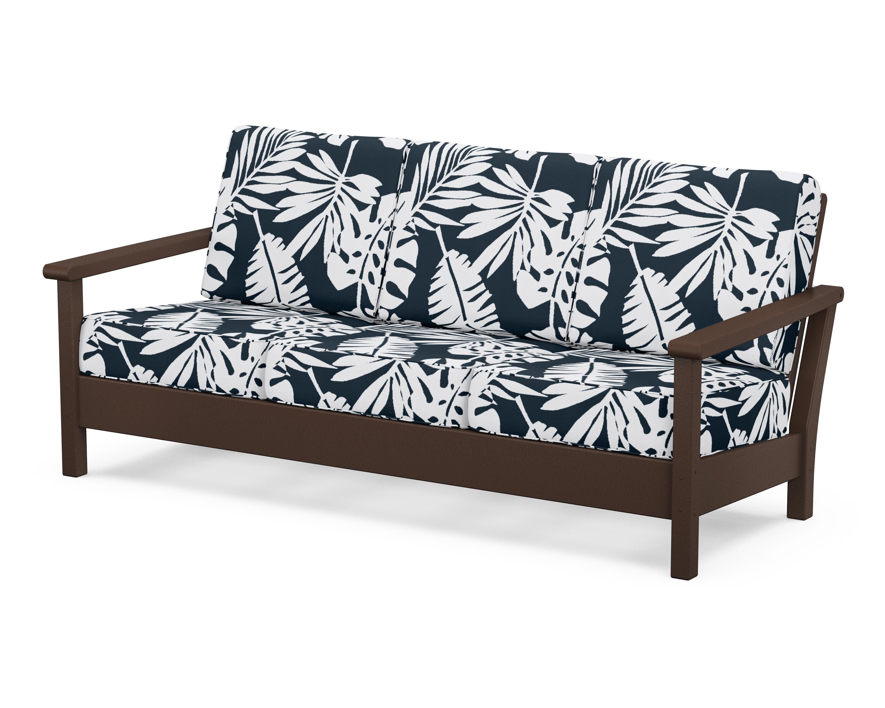 Harbour Deep Seating Sofa in Mahogany / Leaf Marine Indigo