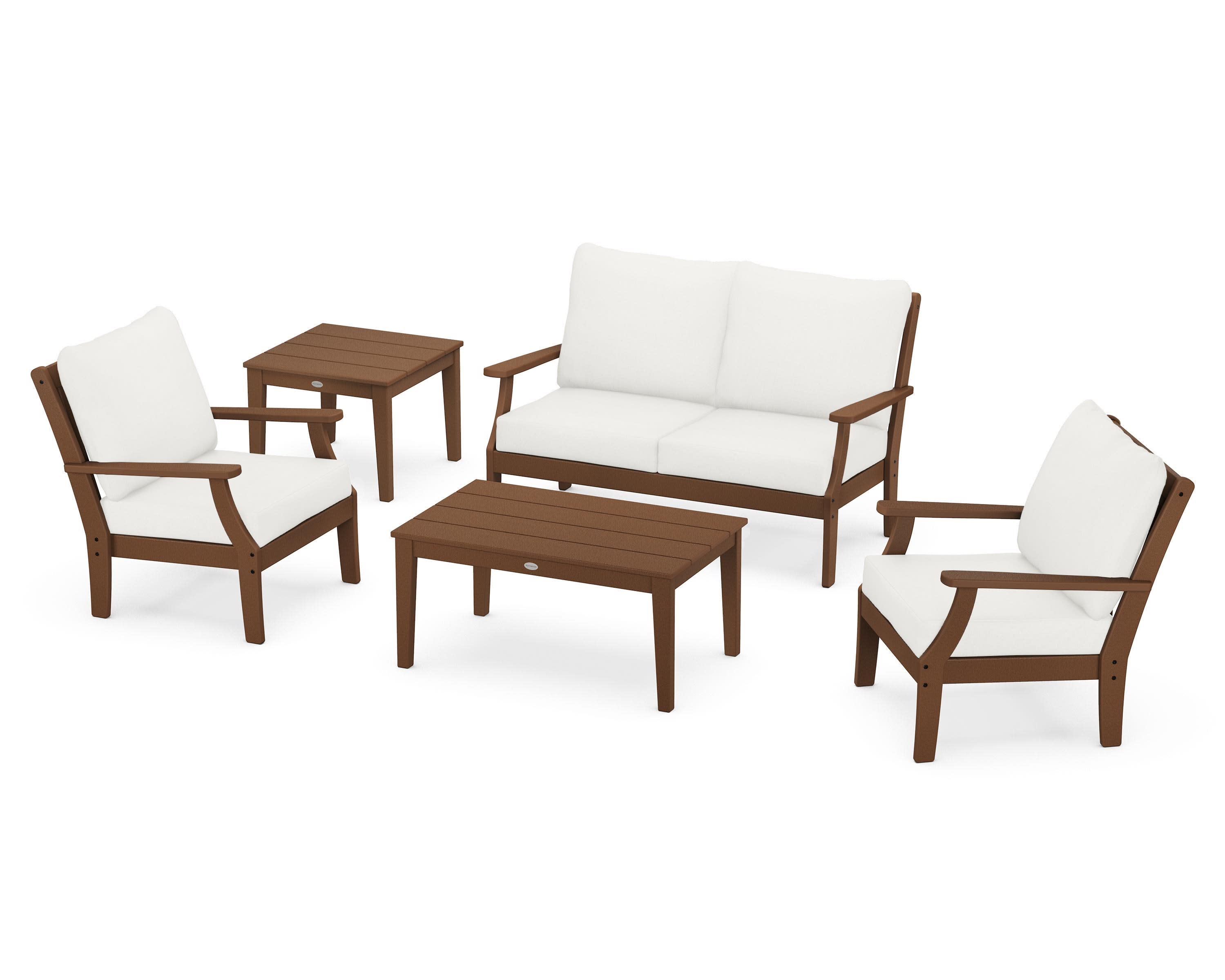 Braxton 5-Piece Deep Seating Set in Teak / Natural Linen