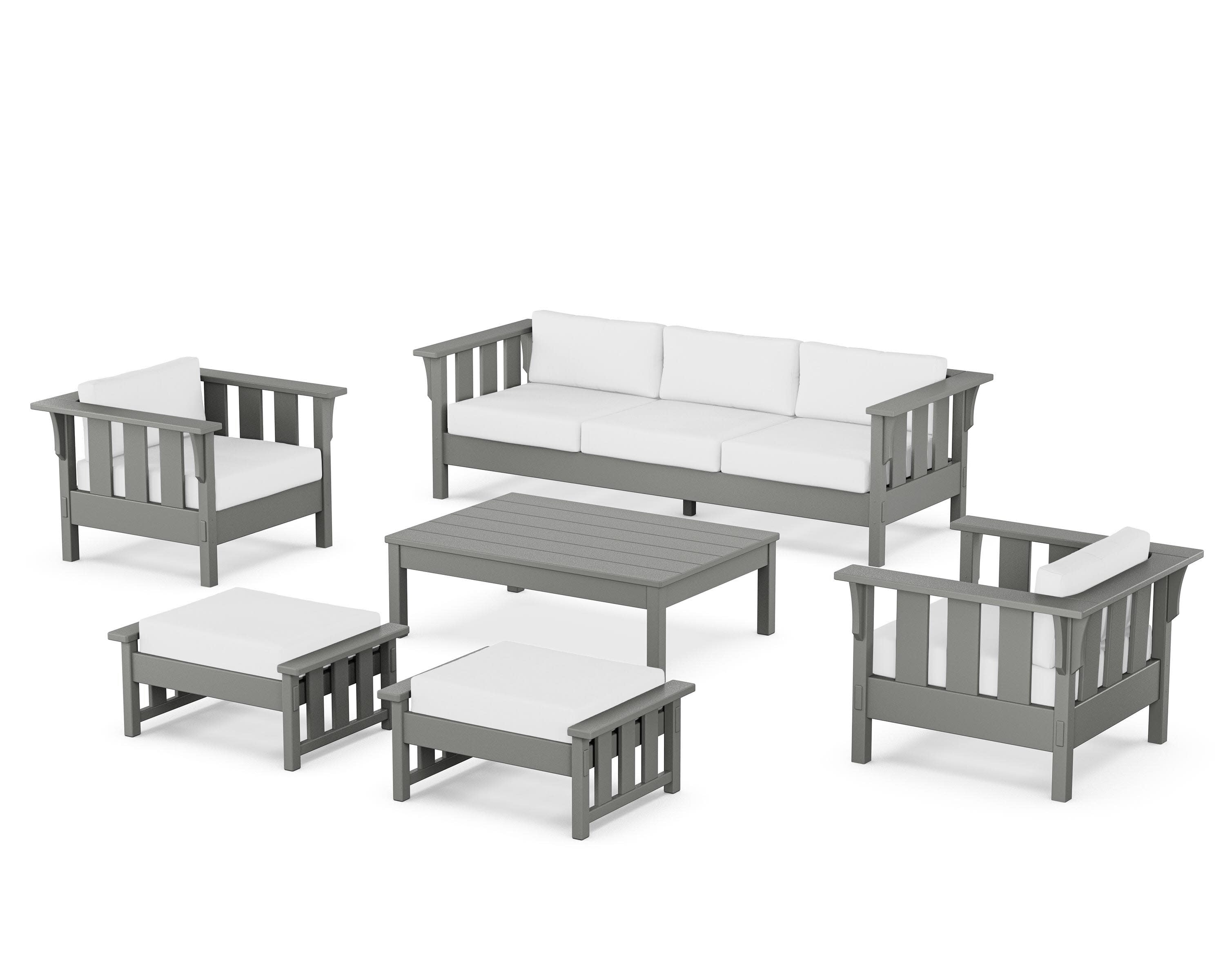 Acadia 6-Piece Lounge Sofa Set in Slate Grey / Natural