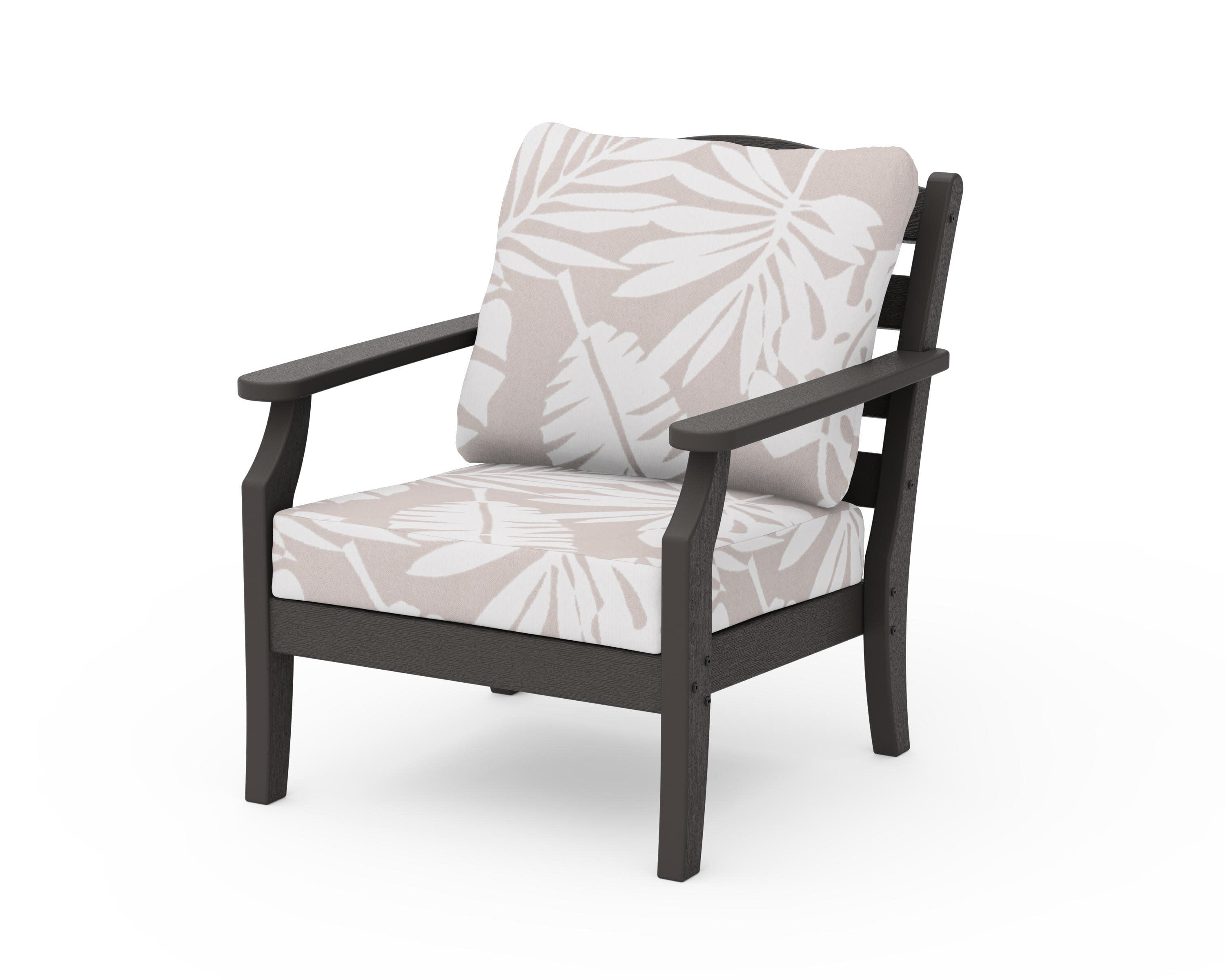 Savannah Deep Seating Chair in Vintage Coffee / Leaf Dune Burlap