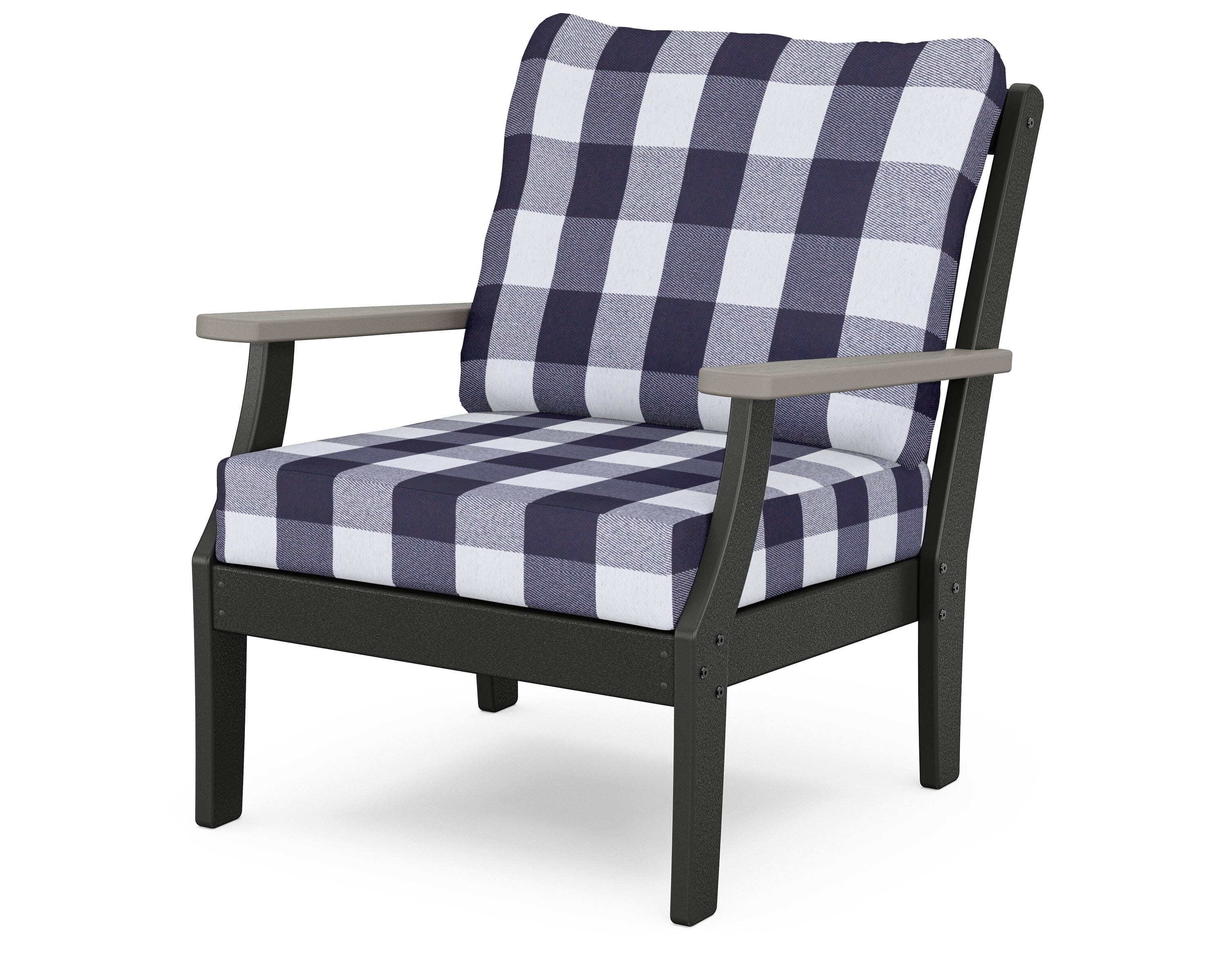 Braxton Deep Seating Chair in Black / Driftwood / Buffalo Plaid Navy