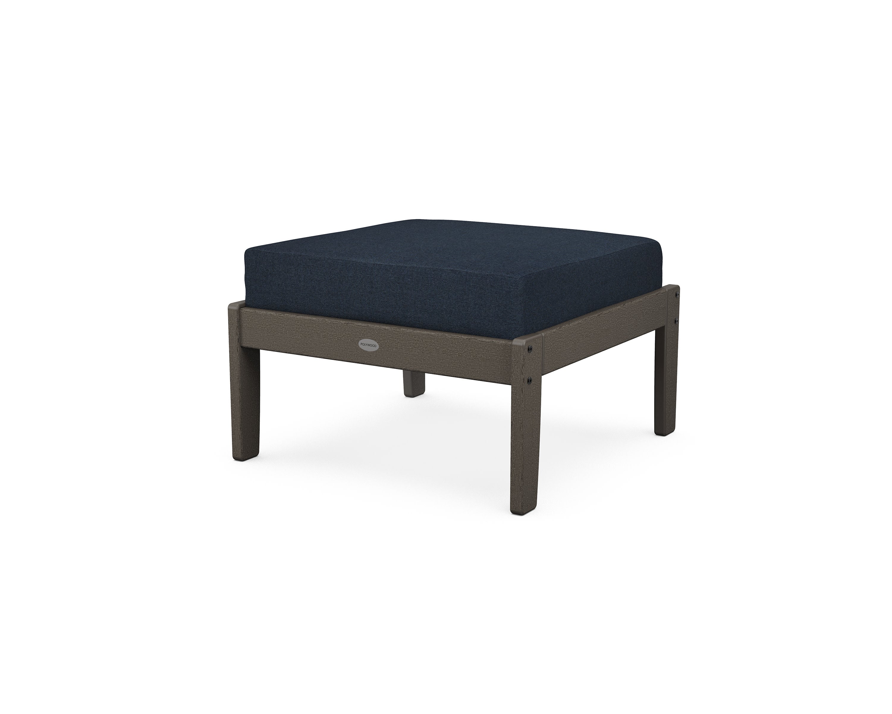 Braxton Deep Seating Ottoman in Vintage Coffee / Marine Indigo