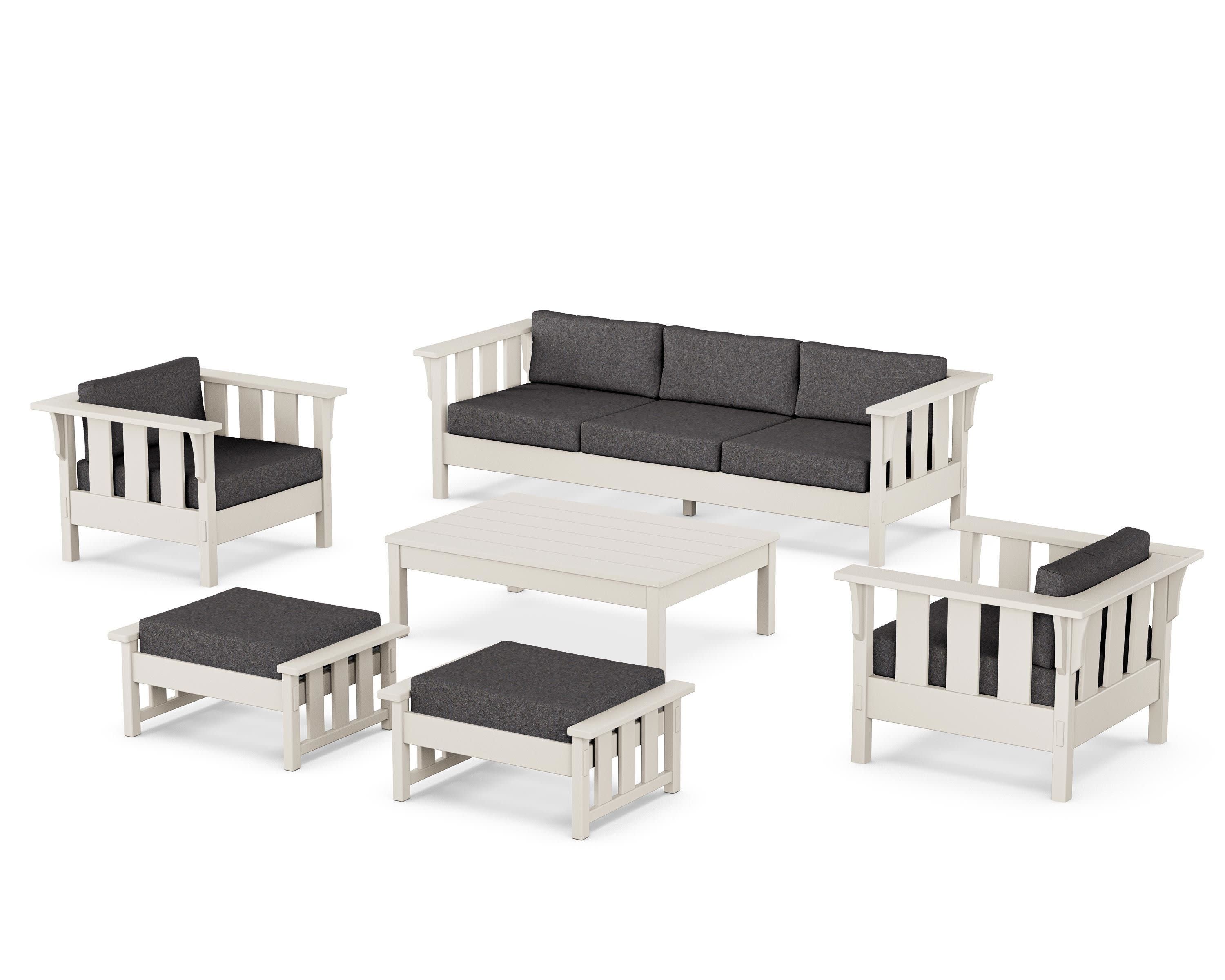 Acadia 6-Piece Lounge Sofa Set in Sand / Ash Charcoal