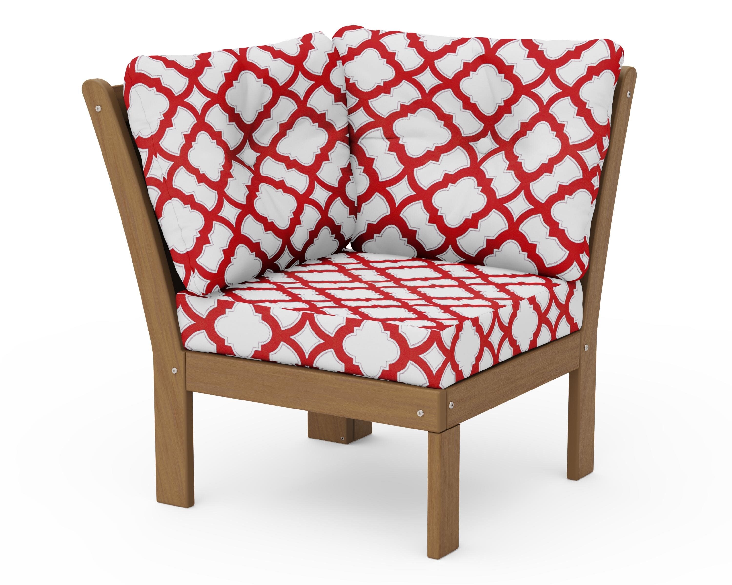 Vineyard Modular Corner Chair in Natural / Trellis Crimson