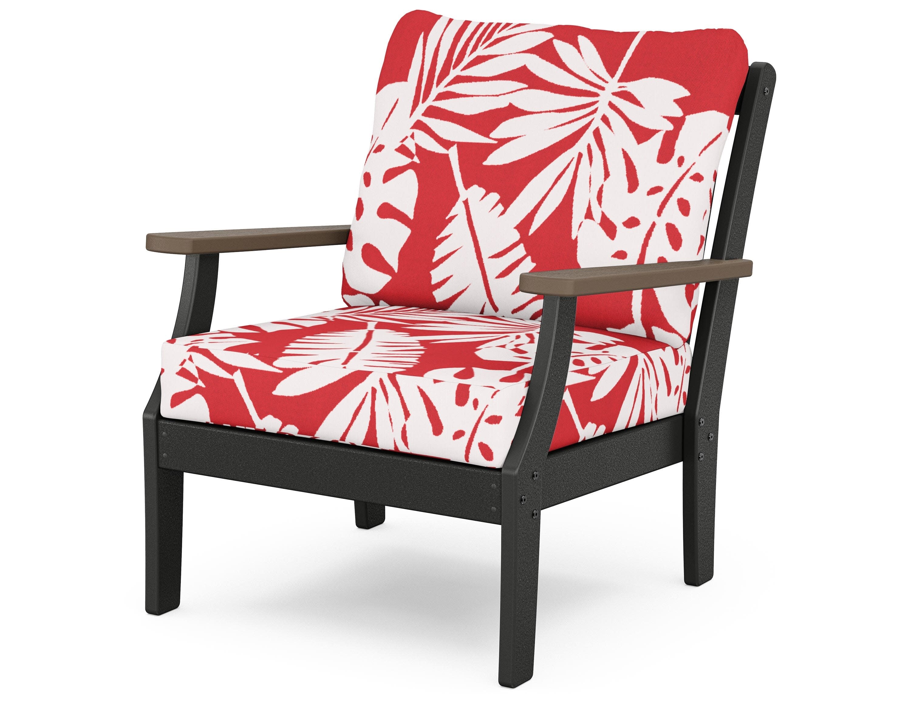 Braxton Deep Seating Chair in Black / Kona / Leaf Crimson