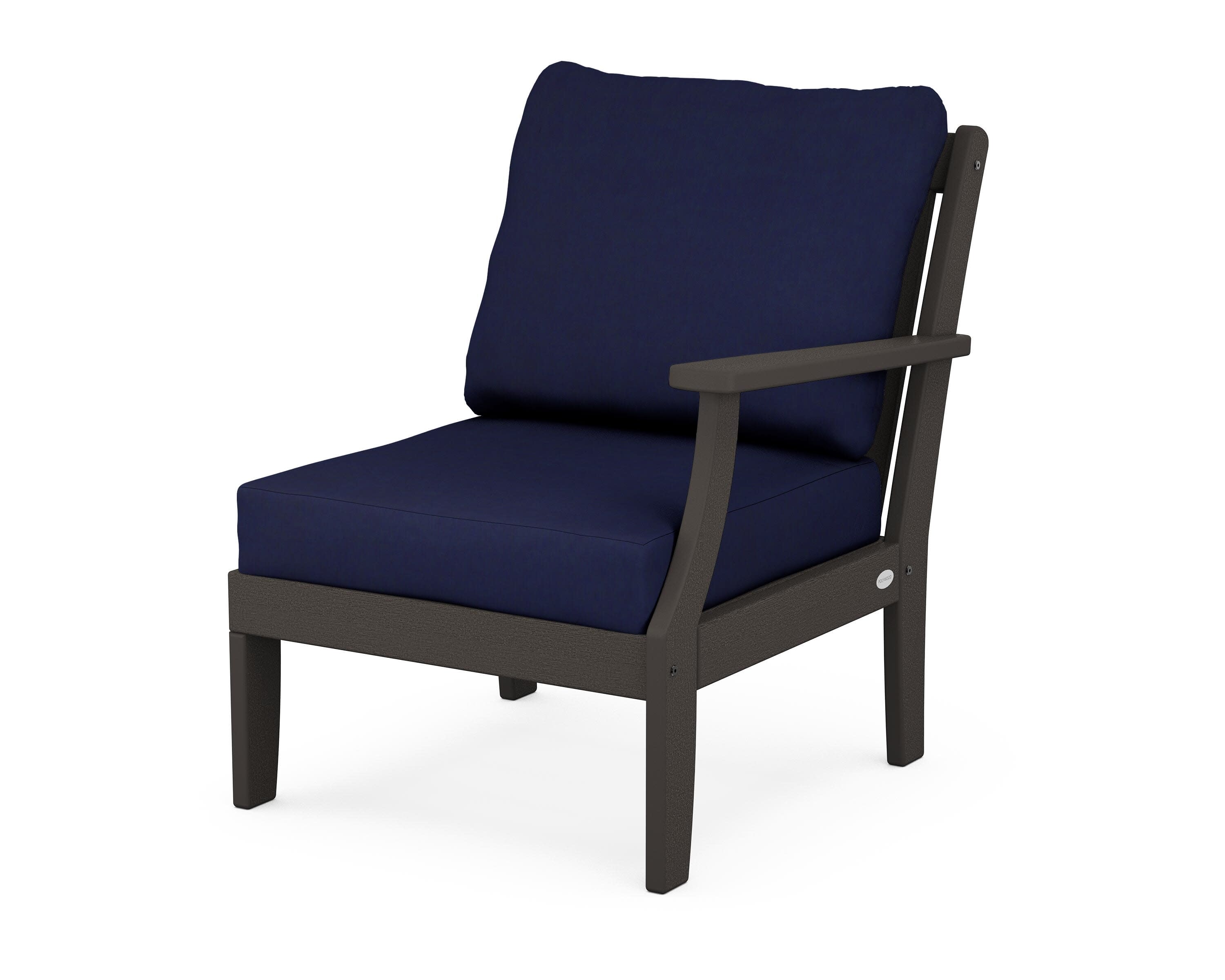 Braxton Modular Right Arm Chair in Vintage Coffee / Navy