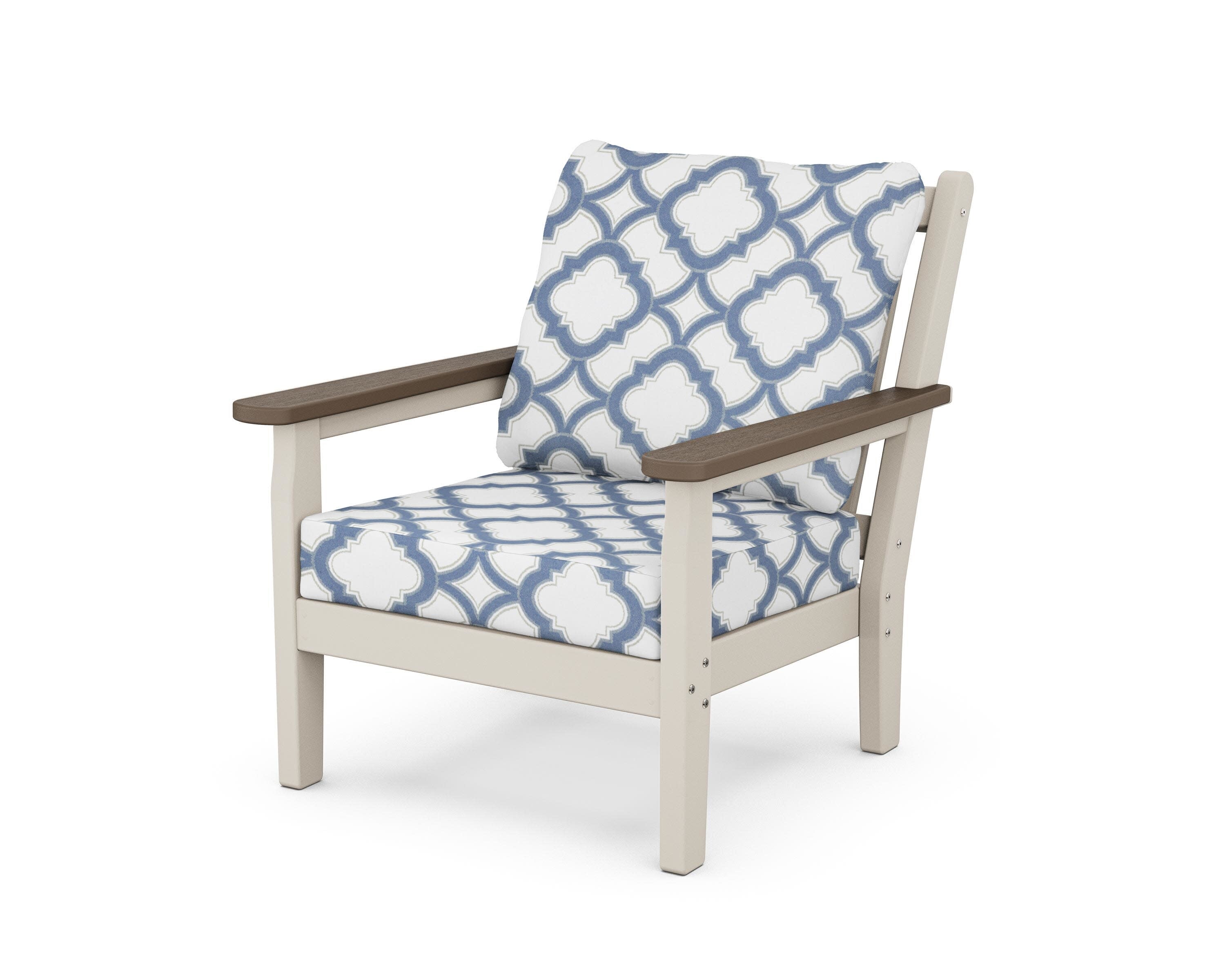 Chippendale Deep Seating Chair in Sand / Kona / Trellis Sky Blue