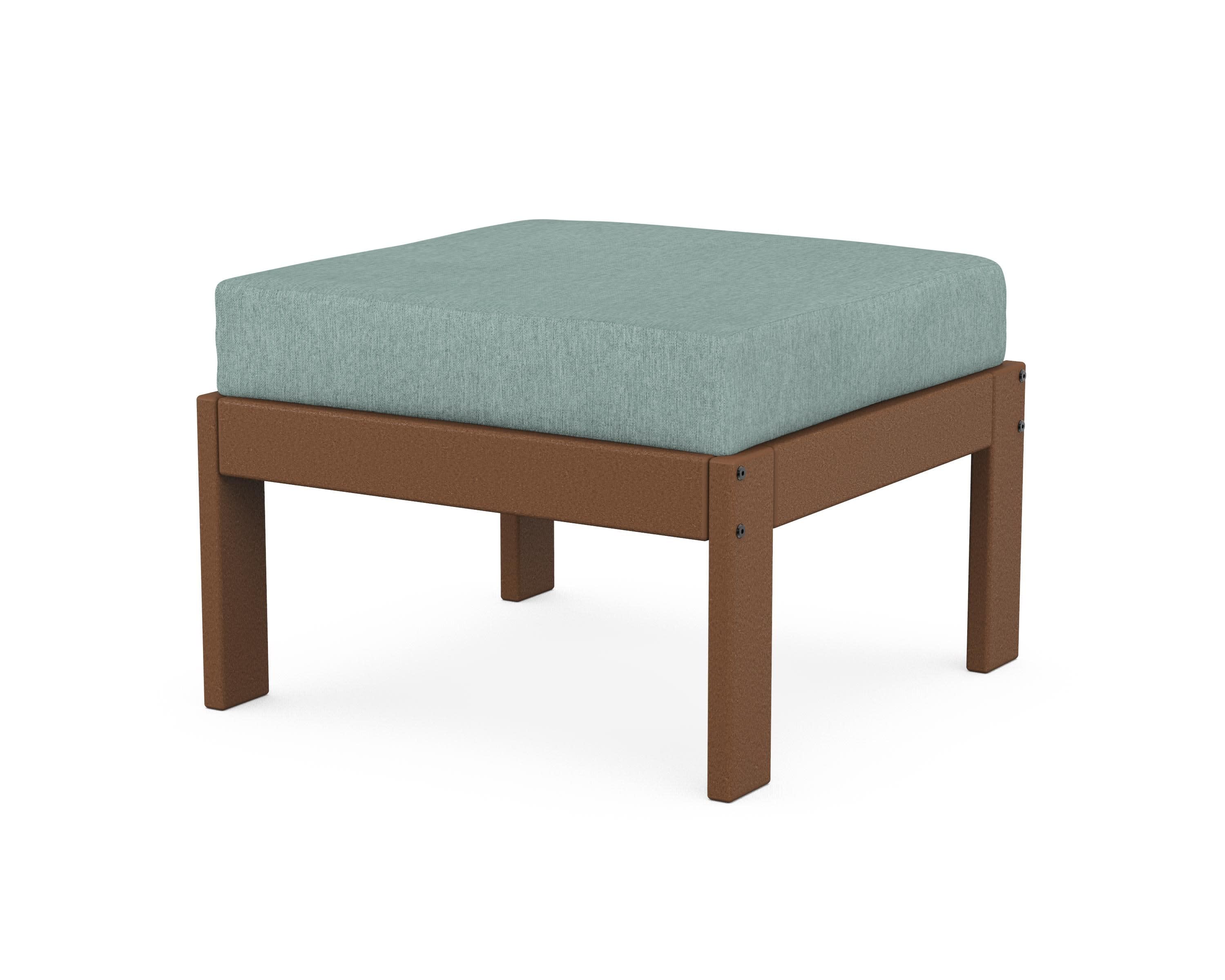 Vineyard Modular Ottoman in Teak / Glacier Spa