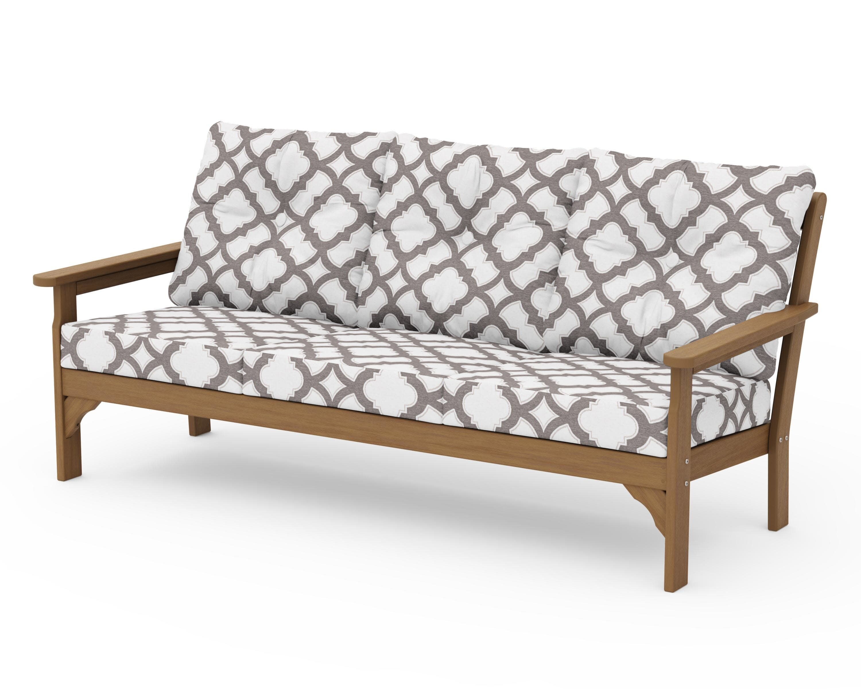 Vineyard Deep Seating Sofa in Natural / Trellis Grey Mist