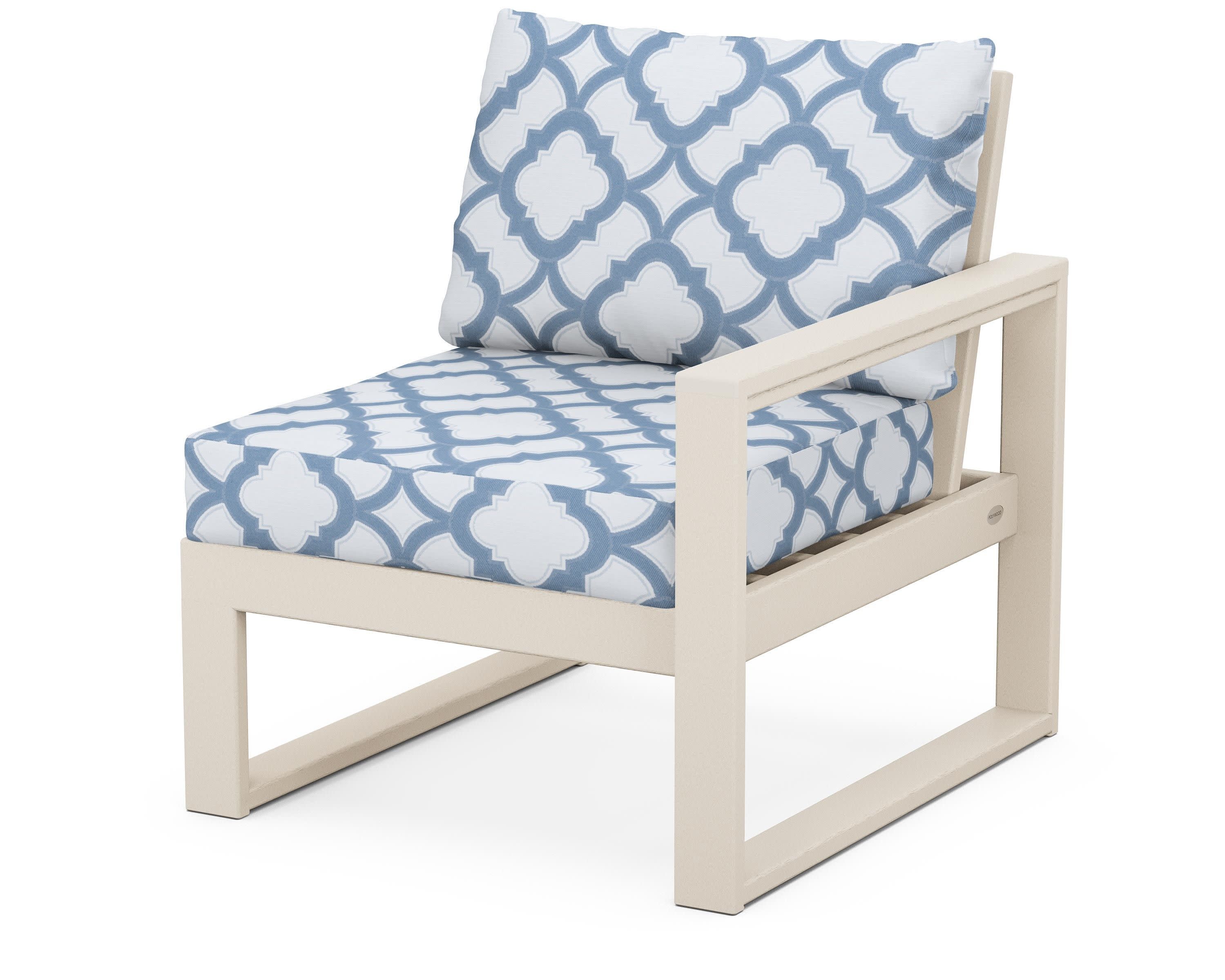 EDGE Modular Right Arm Chair in Sand / Trellis Sky Blue