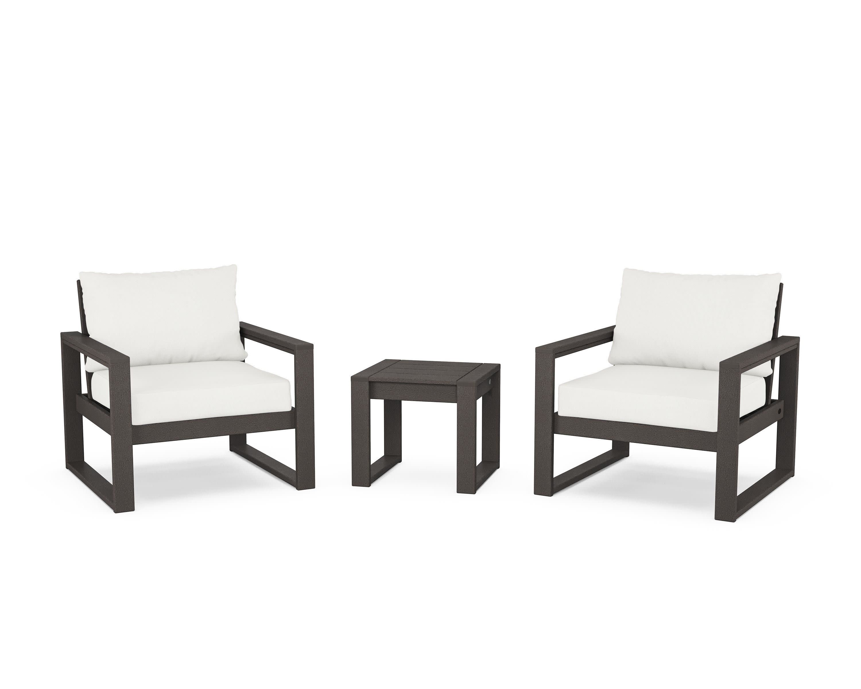EDGE Sectional 3-Piece Deep Seating Set in Vintage Coffee / Natural Linen