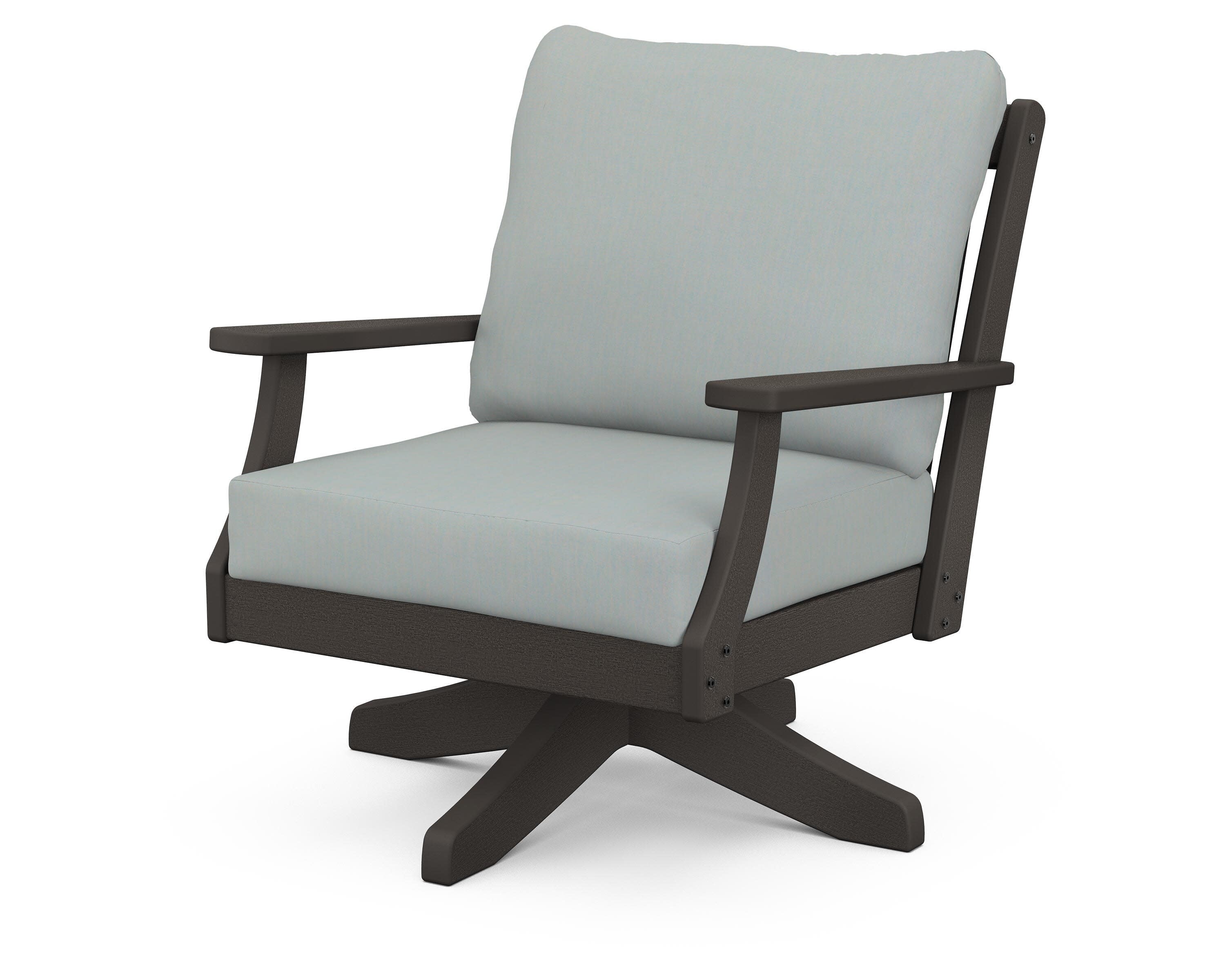 Braxton Deep Seating Swivel Chair in Vintage Coffee / Spa