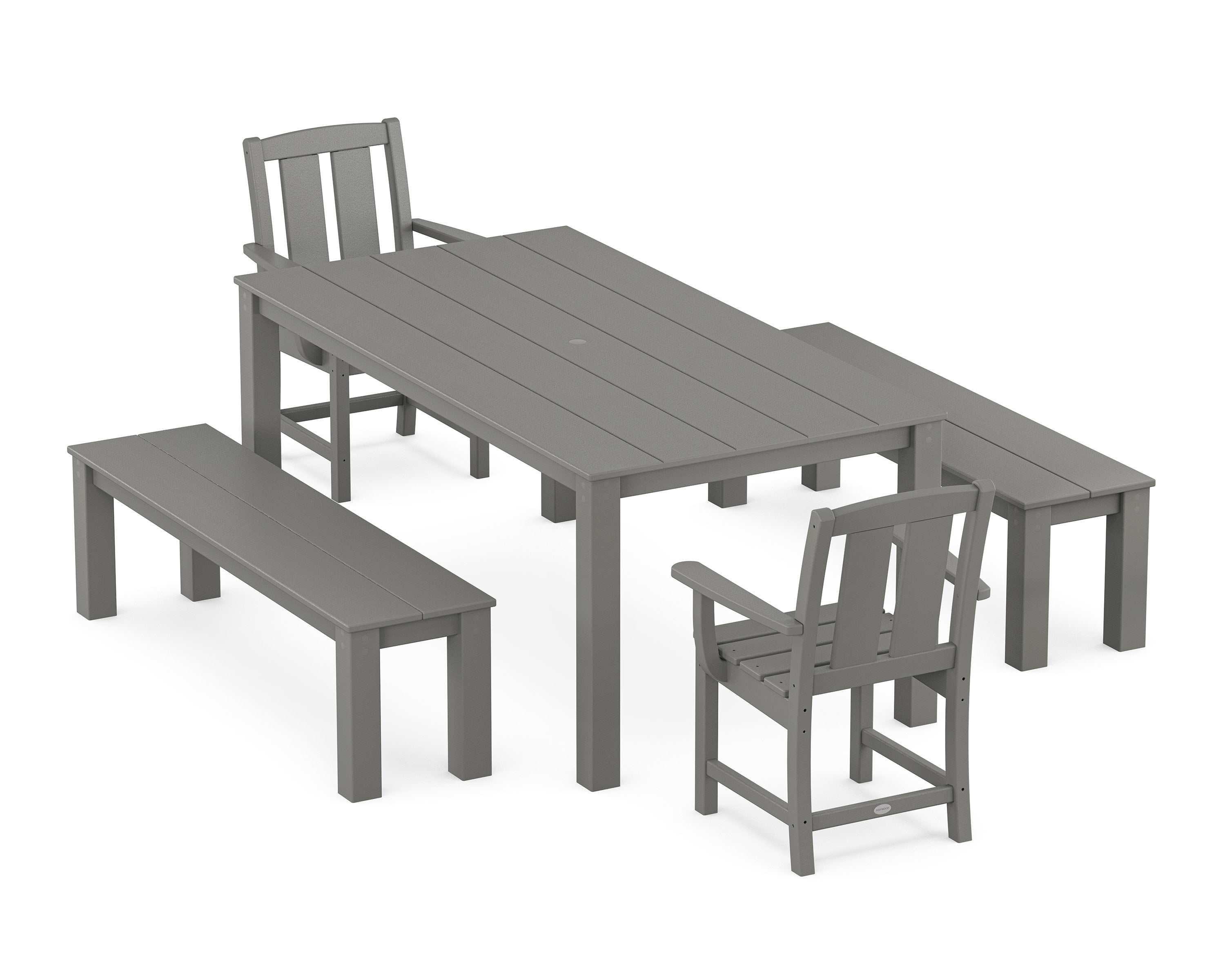 Mission 5-Piece Parsons Dining Set with Benches in Slate Grey
