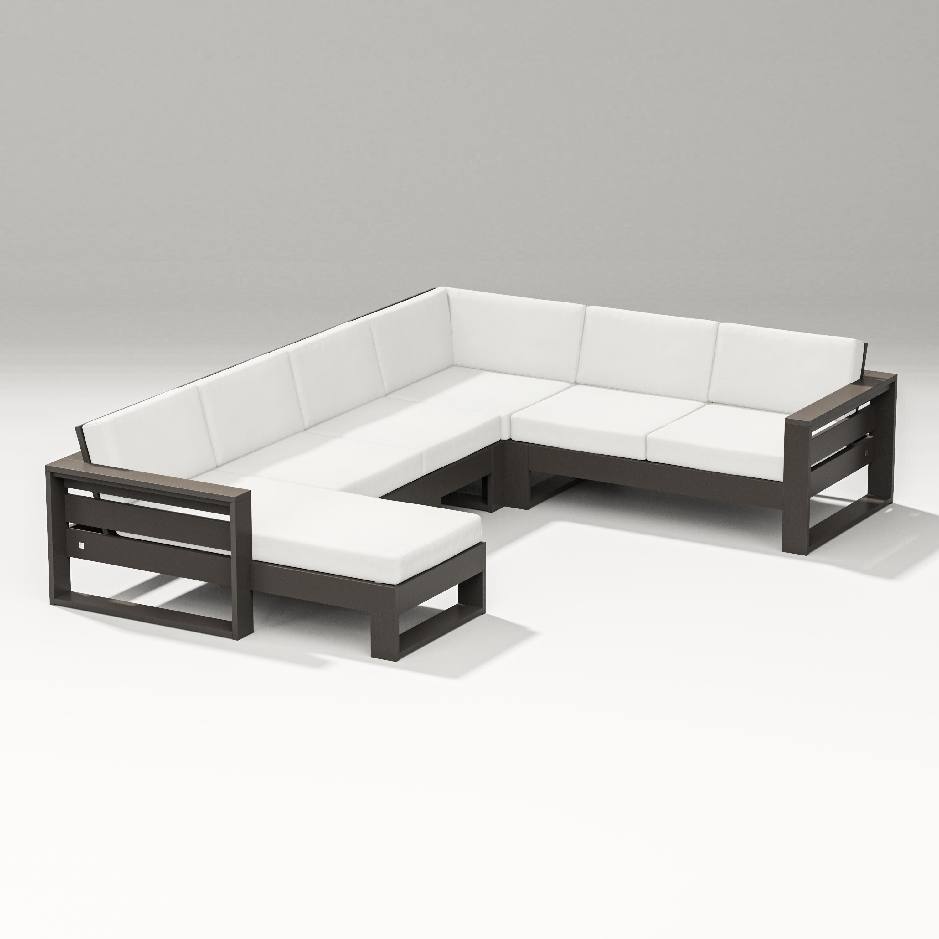 Latitude Corner Sectional with Left Chaise in Vintage Coffee / Natural Linen