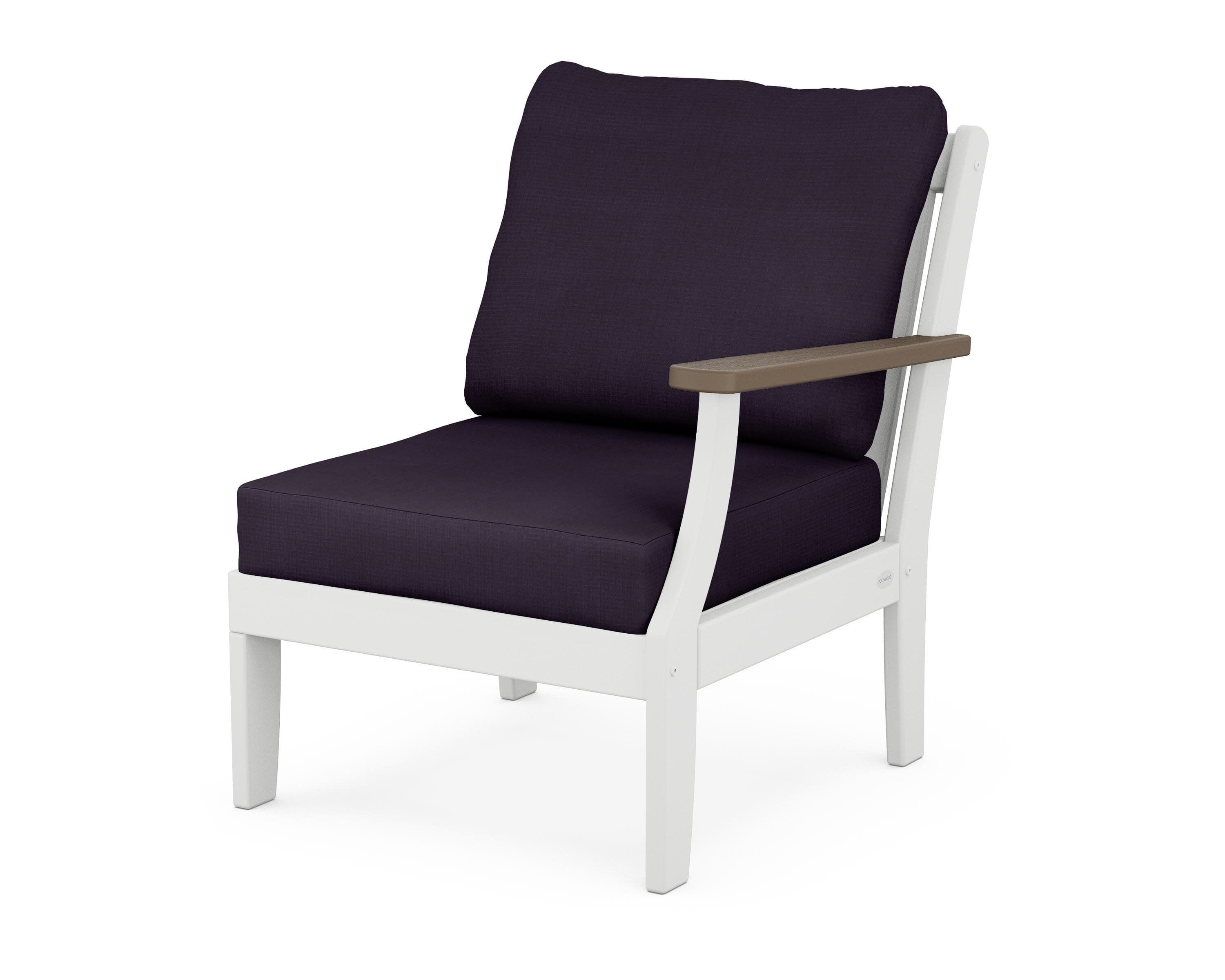 Braxton Modular Right Arm Chair in White / Kona / Navy Linen