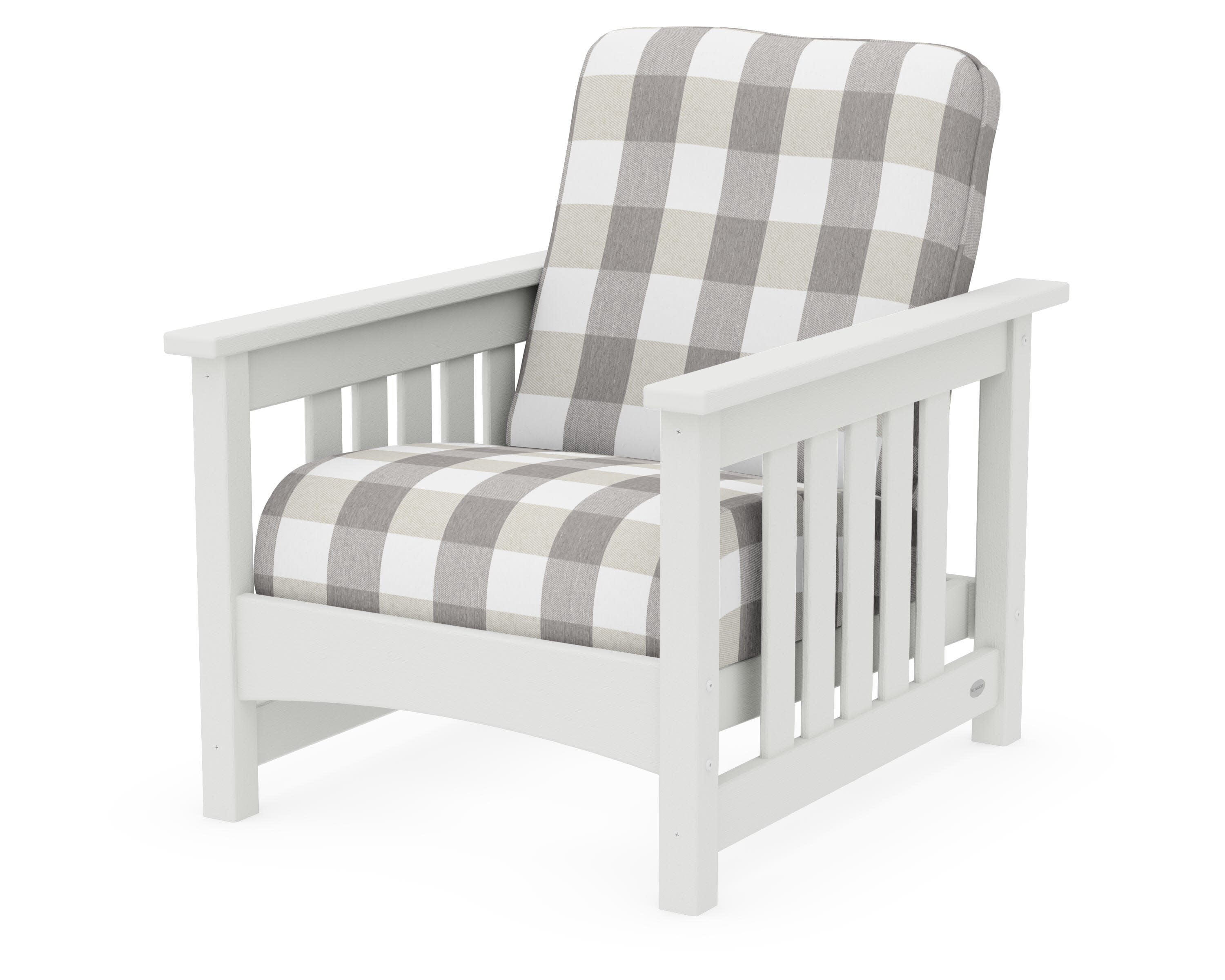 Club Mission Chair in Vintage White / Buffalo Plaid Grey Mist