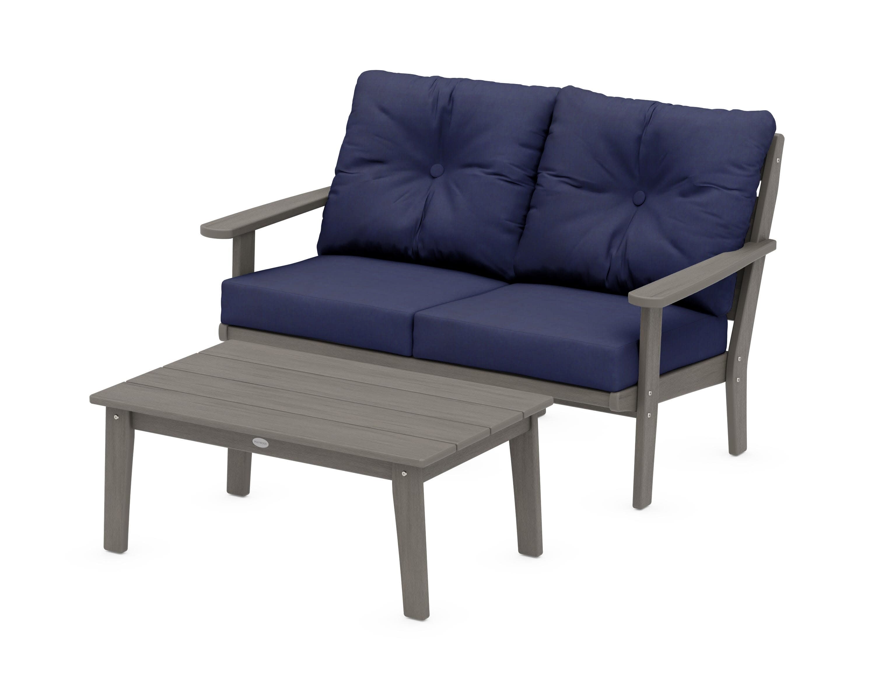 Lakeside 2-Piece Lounge Loveseat Set in Driftwood / Navy
