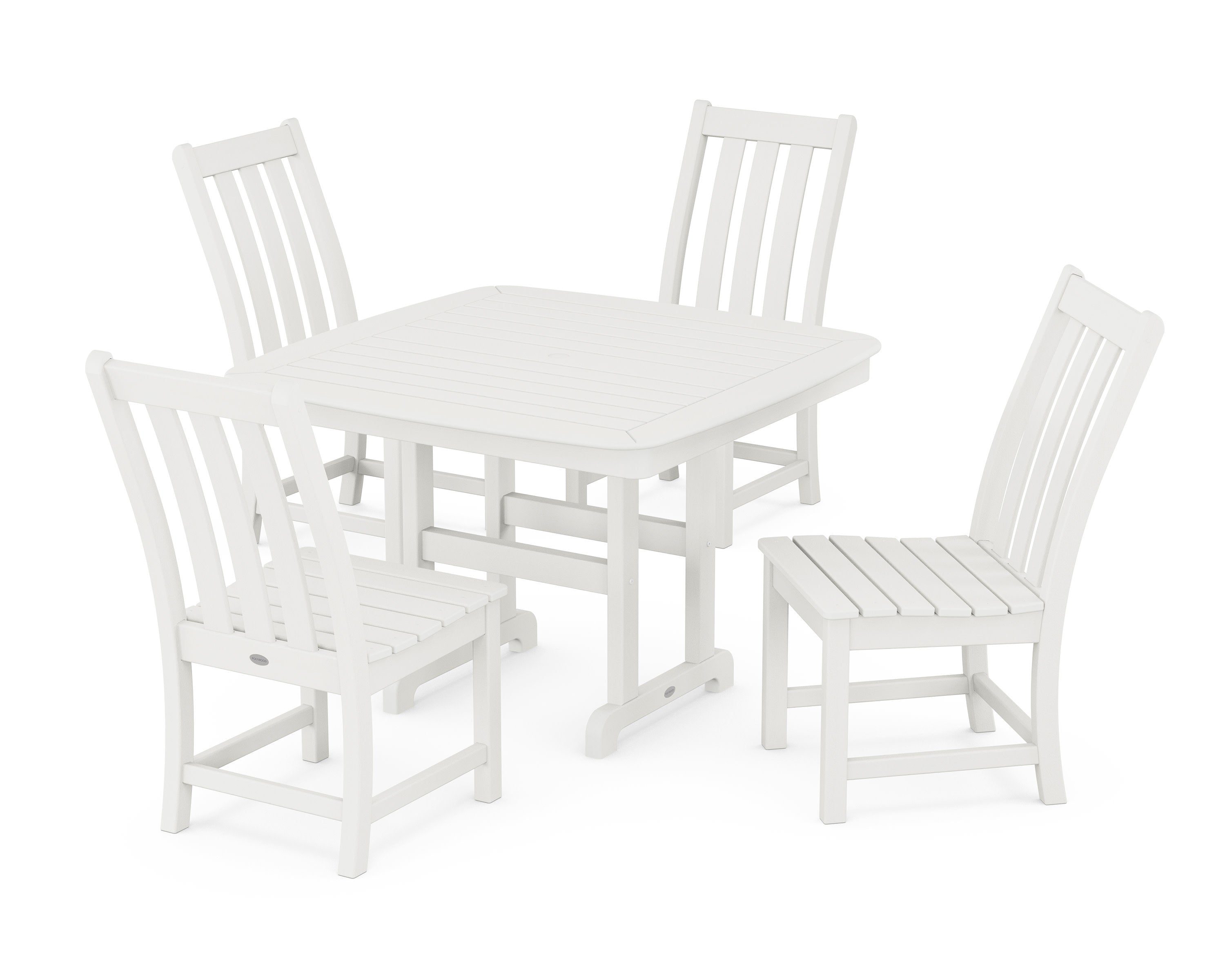 Vineyard Side Chair 5-Piece Dining Set with Trestle Legs in Vintage White